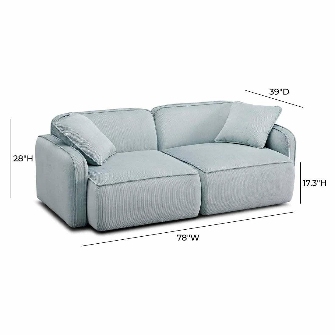 Travie Performance Corduroy Velvet Modular Loveseat