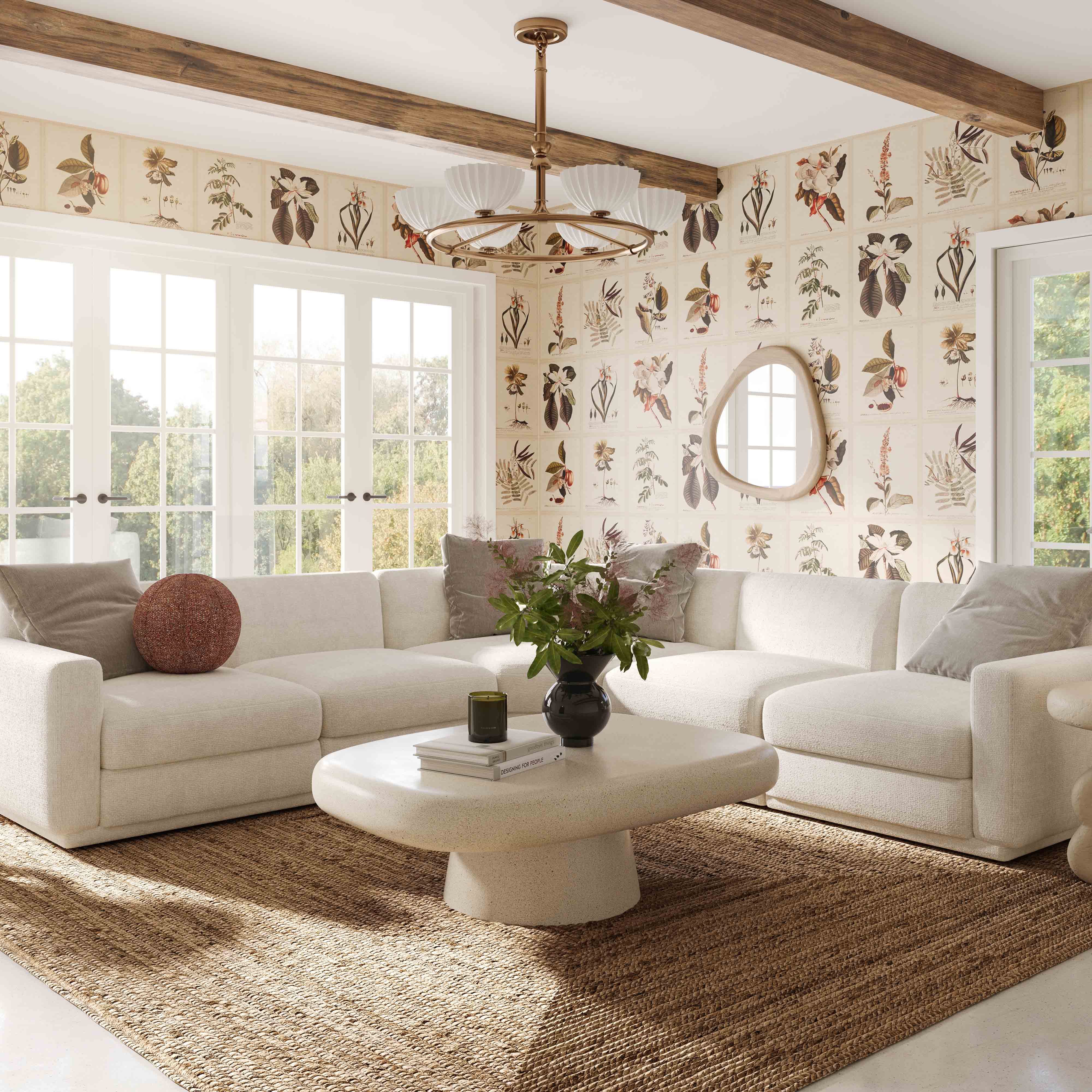 Perry 8-Piece Cream Performance Chenille Modular Large U-Sectional