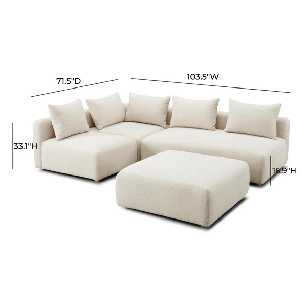 Hangover Heavy Textured Fabric 4-Piece Modular Chaise Sectional
