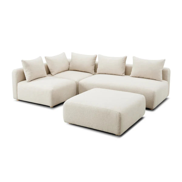 Hangover Heavy Textured Fabric 4-Piece Modular Chaise Sectional