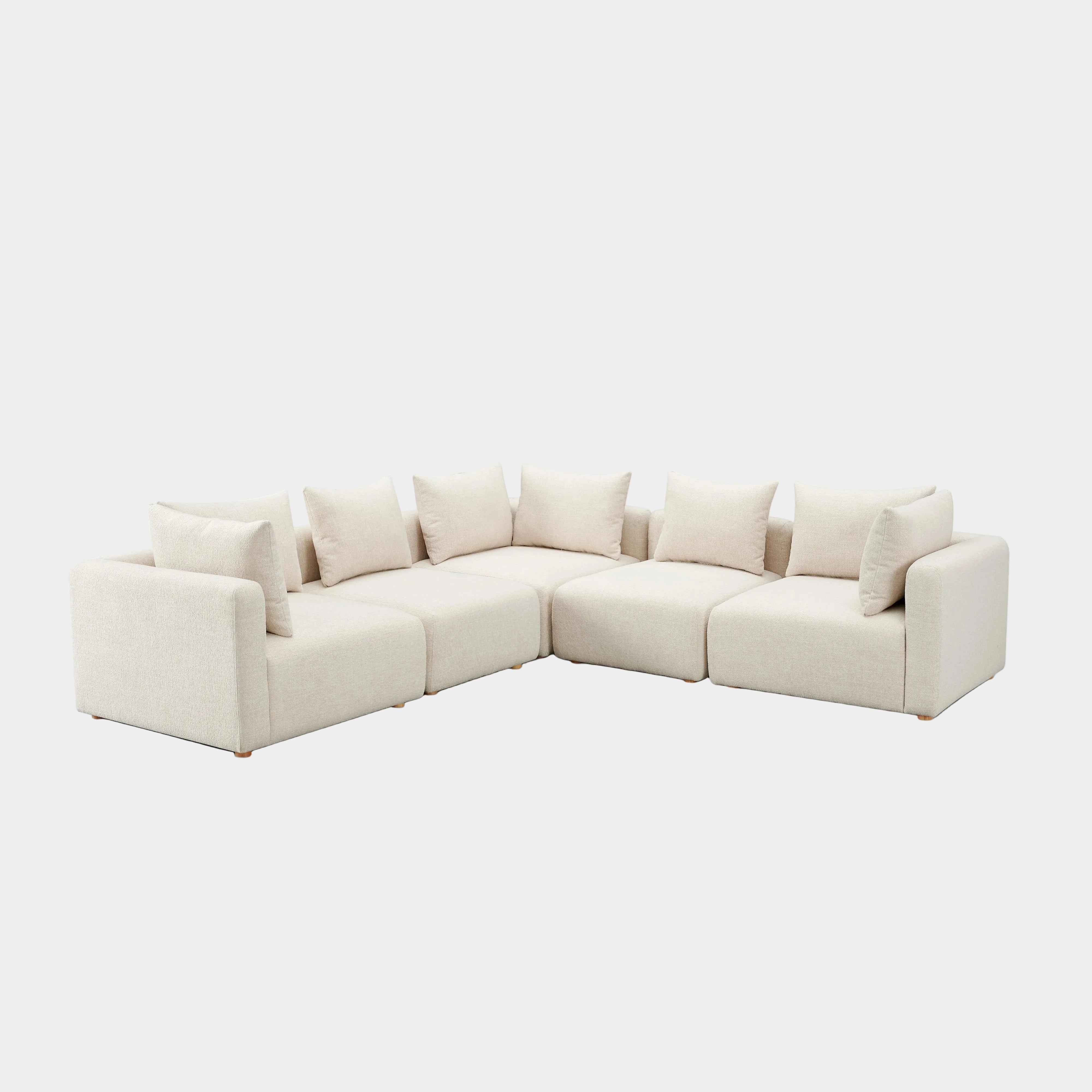 Hangover 5-Piece Contract-Grade Textured Fabric Modular L-Sectional