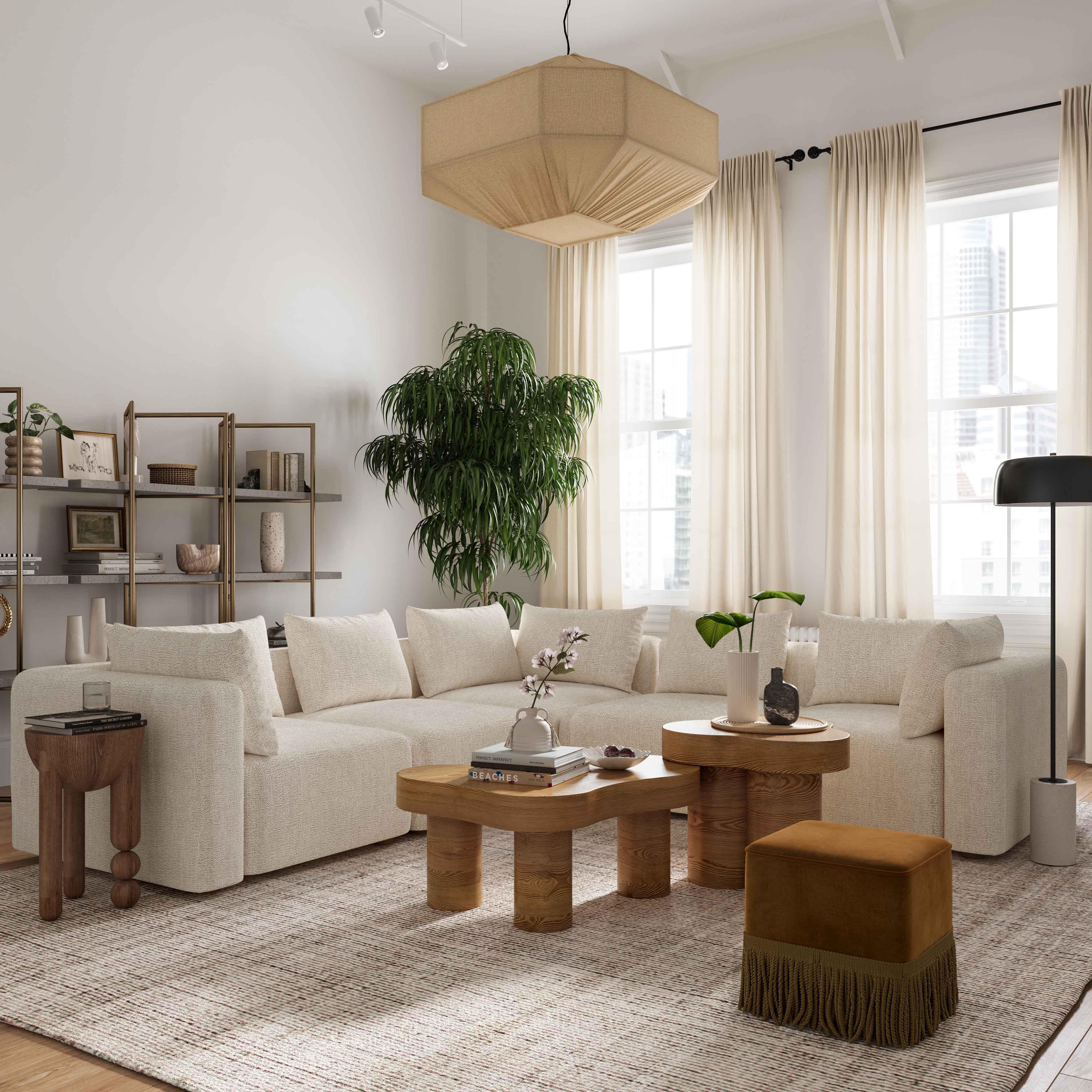 Hangover 5-Piece Contract-Grade Textured Fabric Modular L-Sectional