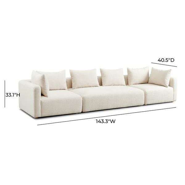 Hangover Heavy Textured Fabric 145" Long Sofa