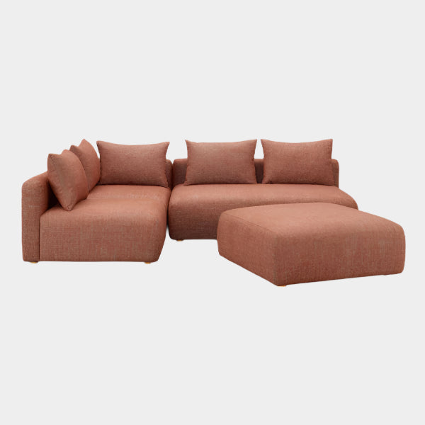 Hangover Heavy Textured Fabric 4-Piece Modular Chaise Sectional