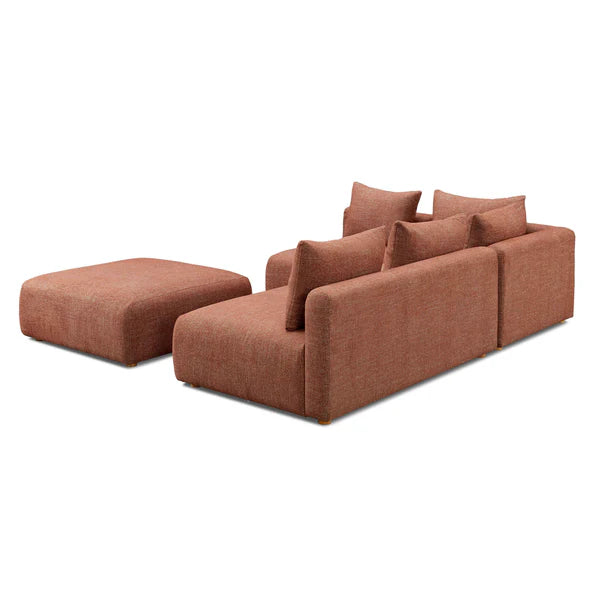Hangover Heavy Textured Fabric 4-Piece Modular Chaise Sectional