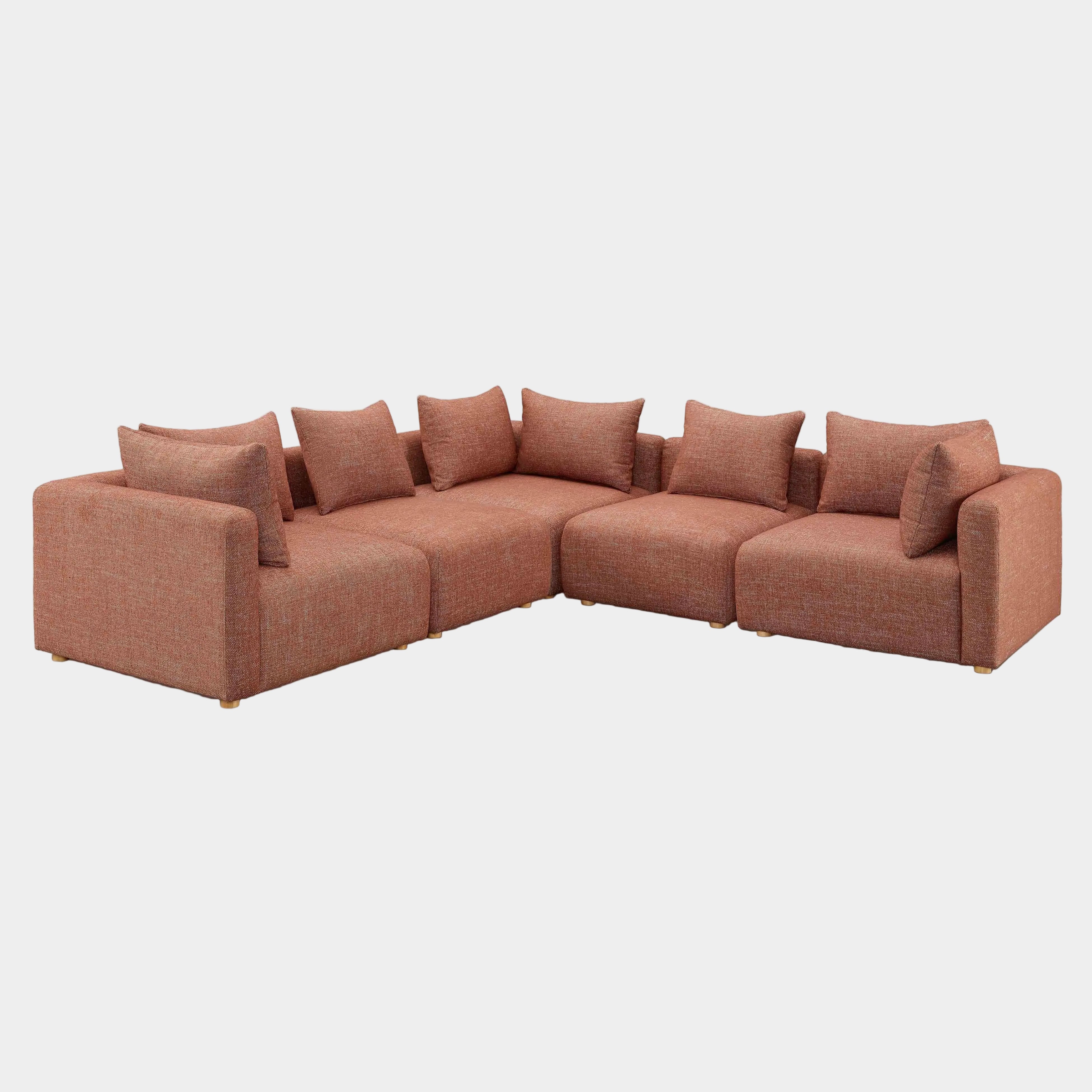 Hangover 5-Piece Contract-Grade Textured Fabric Modular L-Sectional
