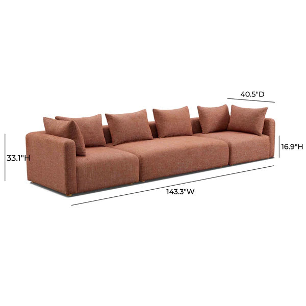 Hangover Heavy Textured Fabric 145" Long Sofa
