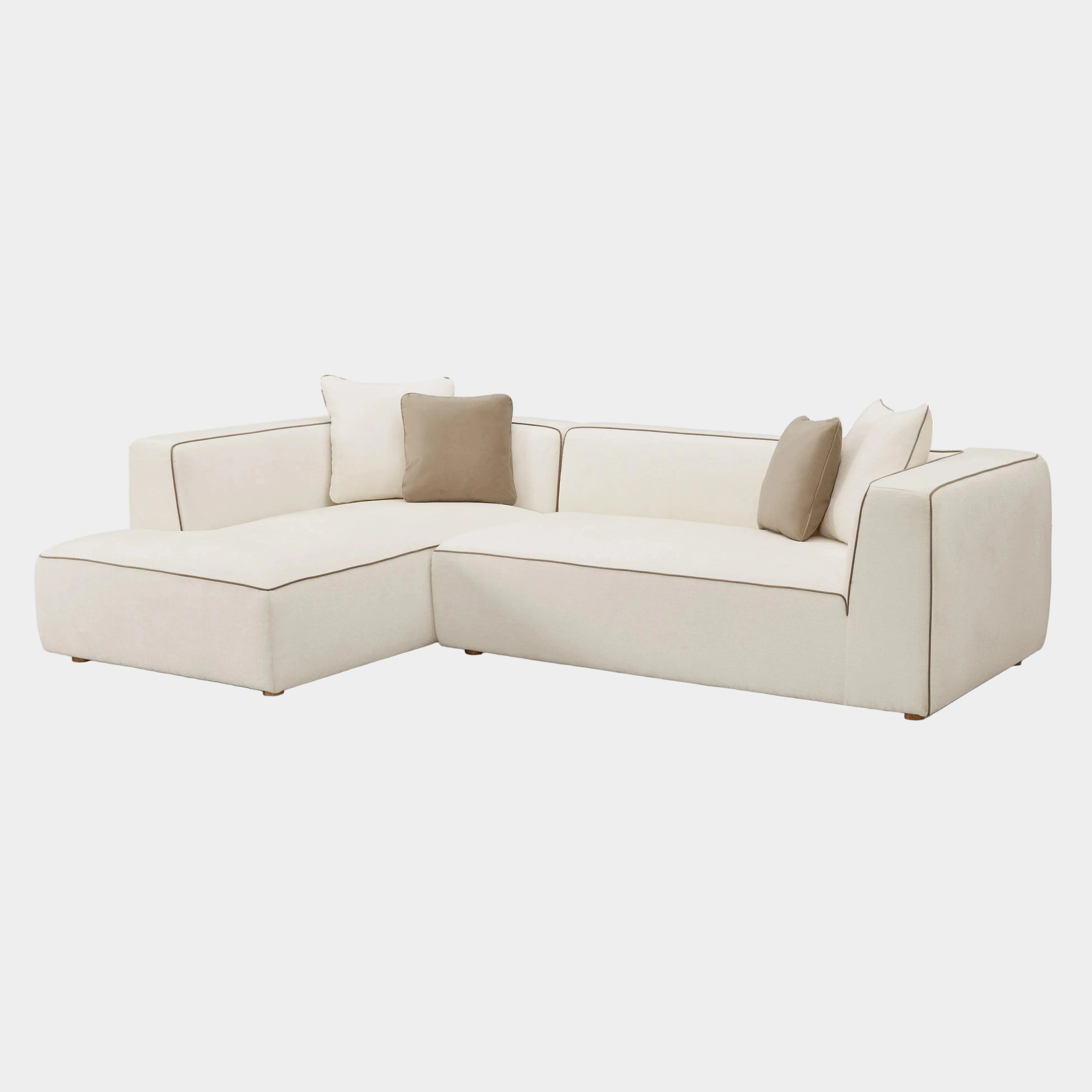 Tristine 2-Piece Cream Contract-Grade Linen L-Shaped Sectional