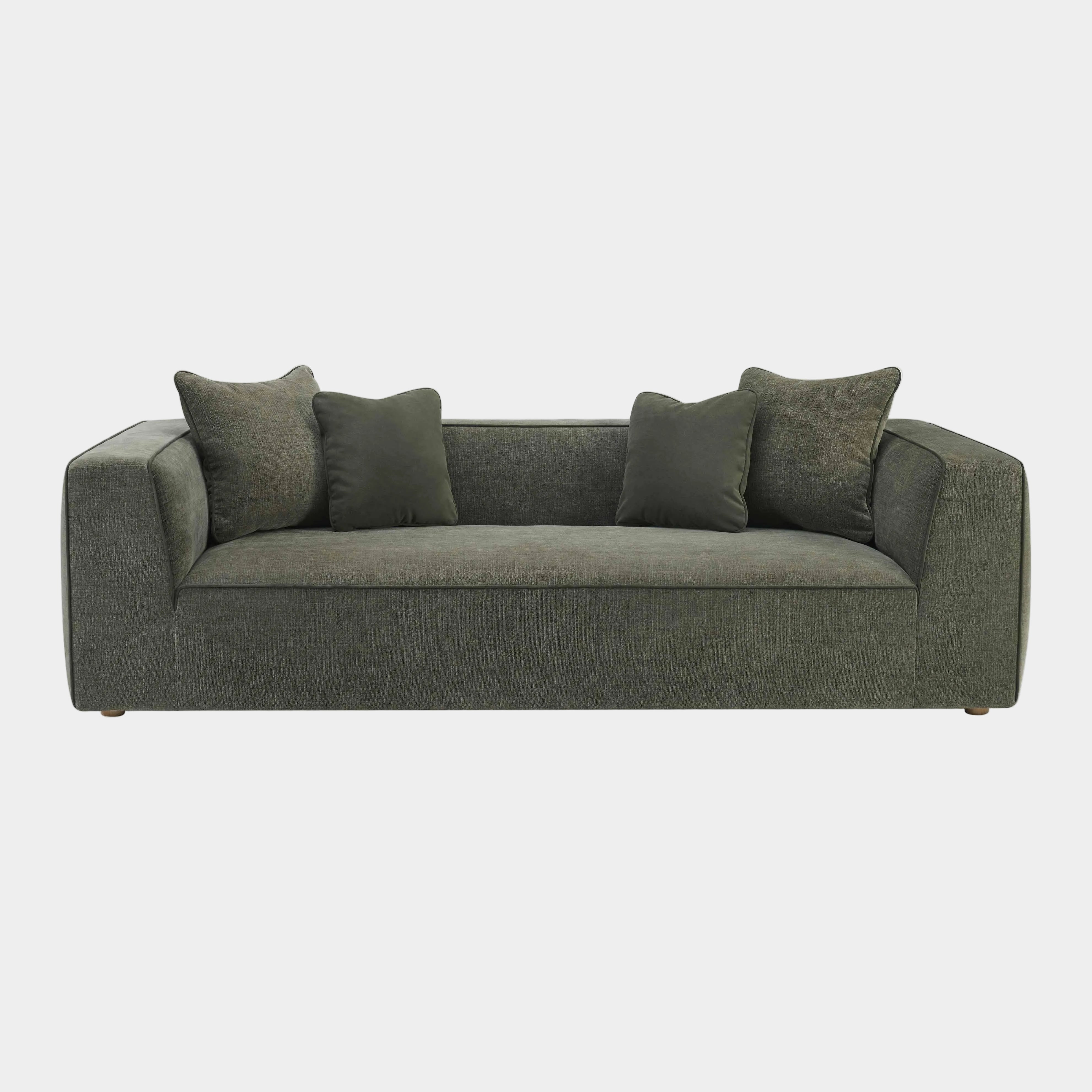 Tristine 96" Olive Green Upcycled Performance Basketweave Sofa