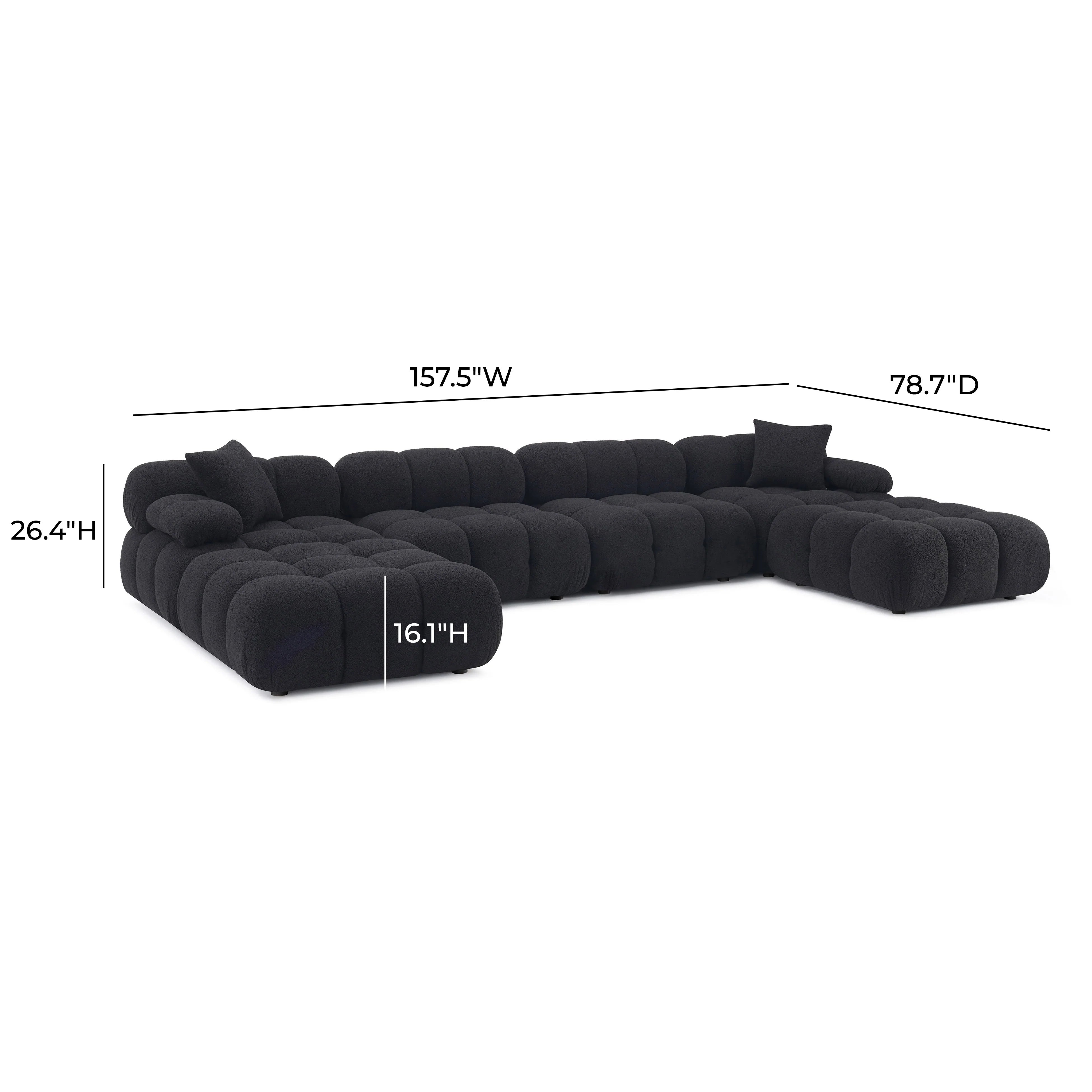 Calliope 6-piece Performance Vegan Shearling Modular U-Sectional