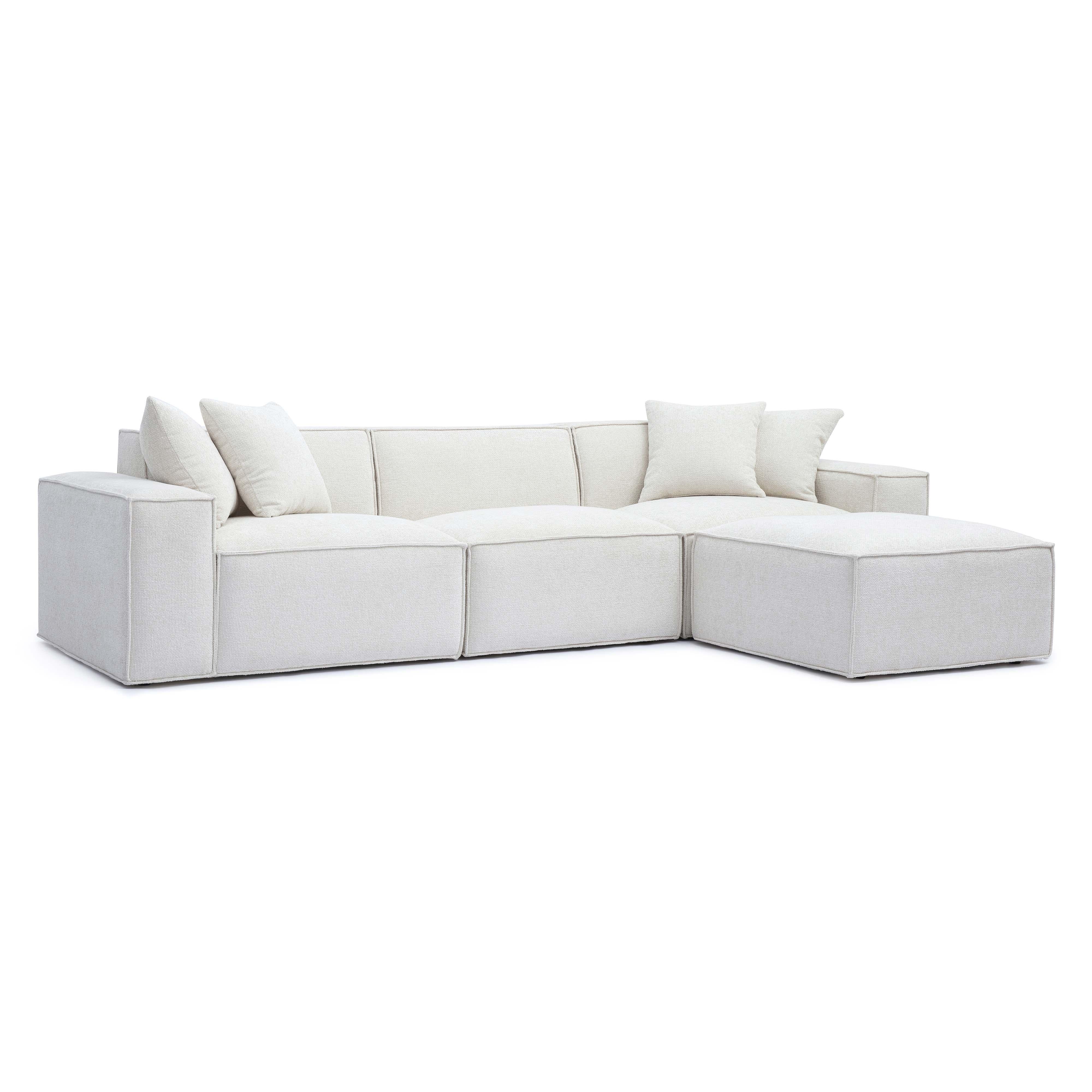 Mindy 4-Piece Performance Chenille Basketweave Modular Sectional