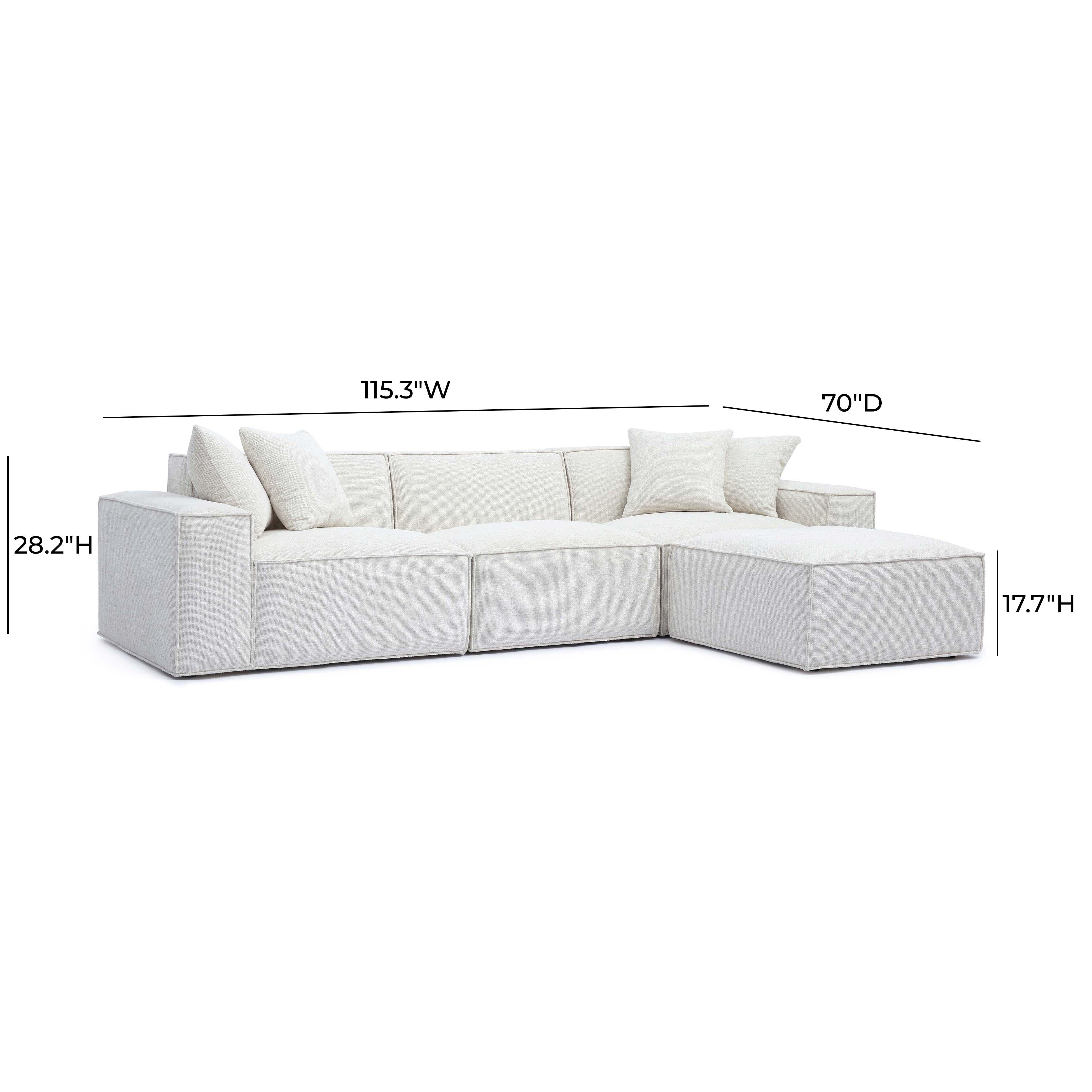 Mindy 4-Piece Performance Chenille Basketweave Modular Sectional