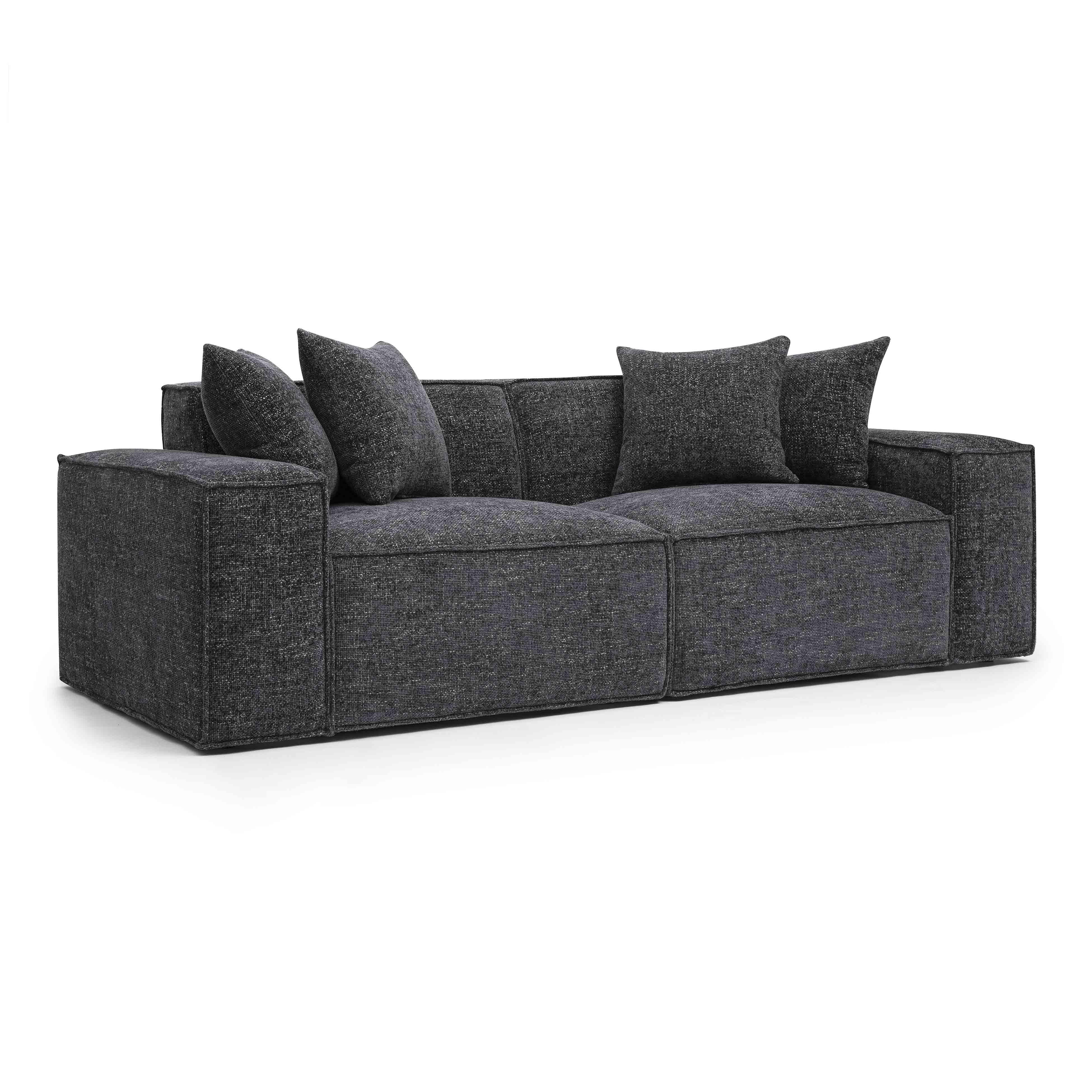 Mindy 84" Performance Chenille Basketweave Modular Loveseat
