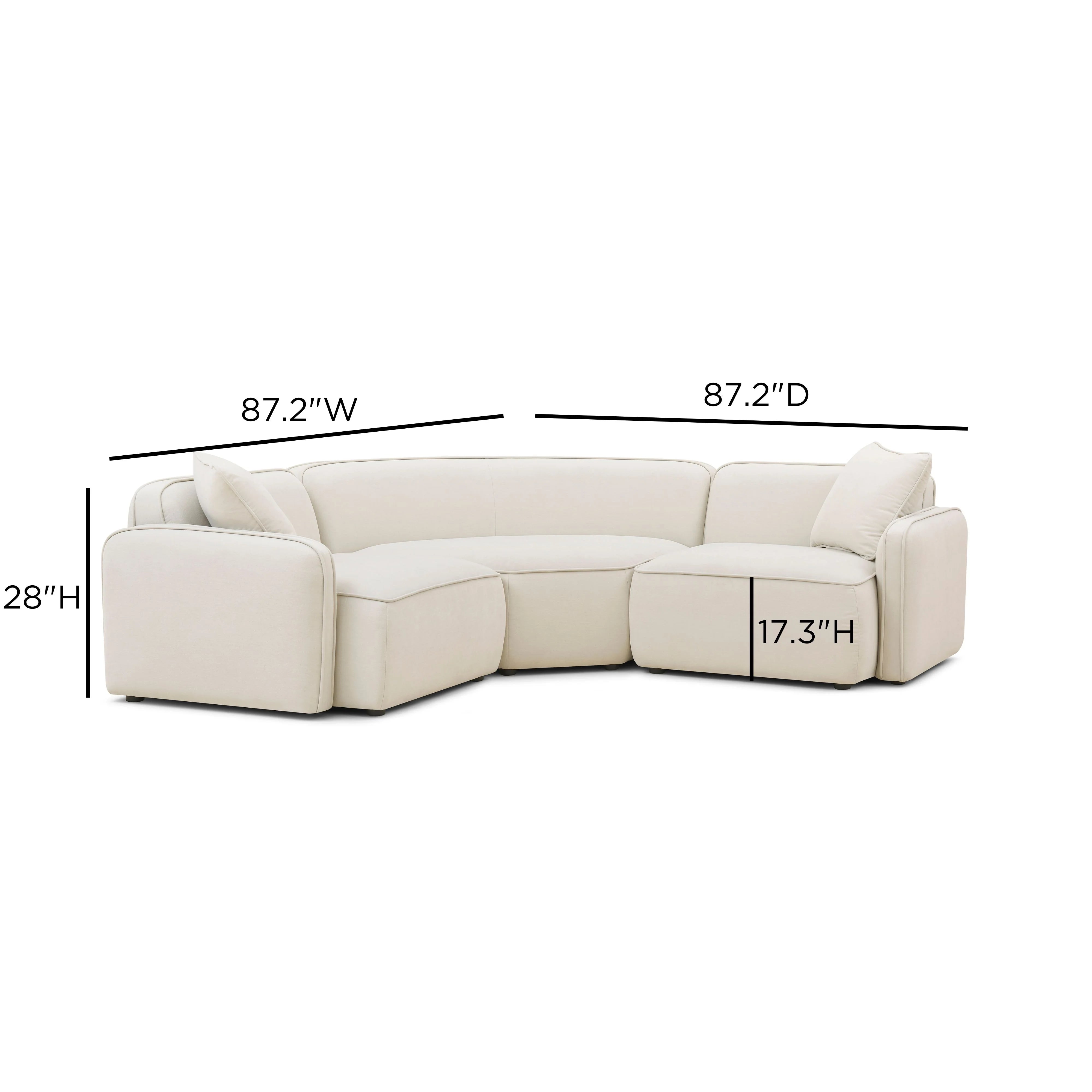 Travie 3-Piece Sand Upcycled Performance Linen Modular L-Sectional