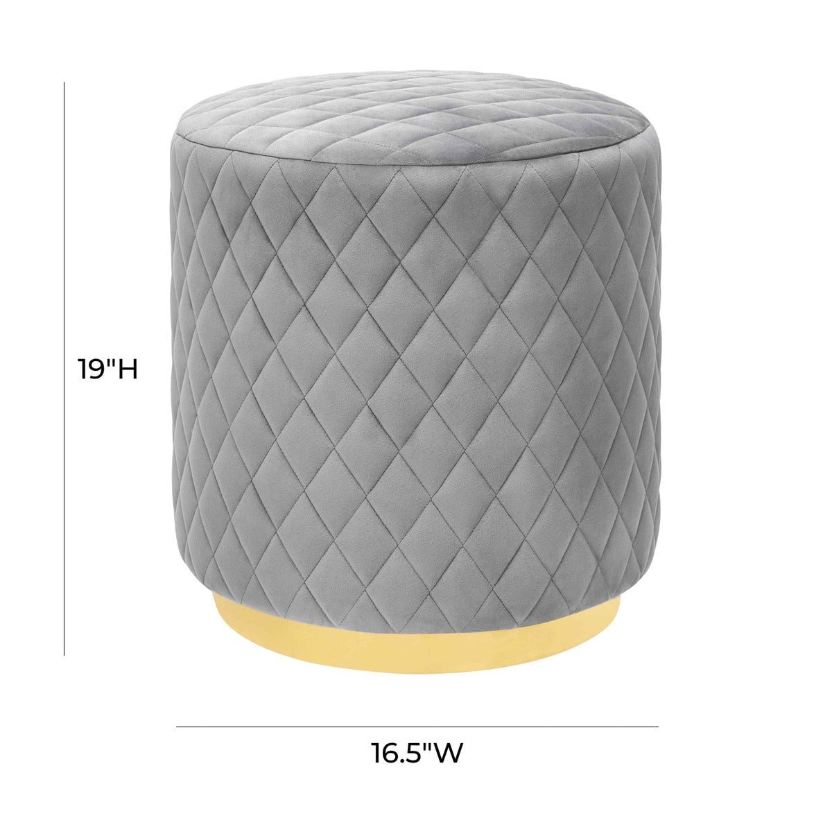 Abir Grey Velvet Ottoman