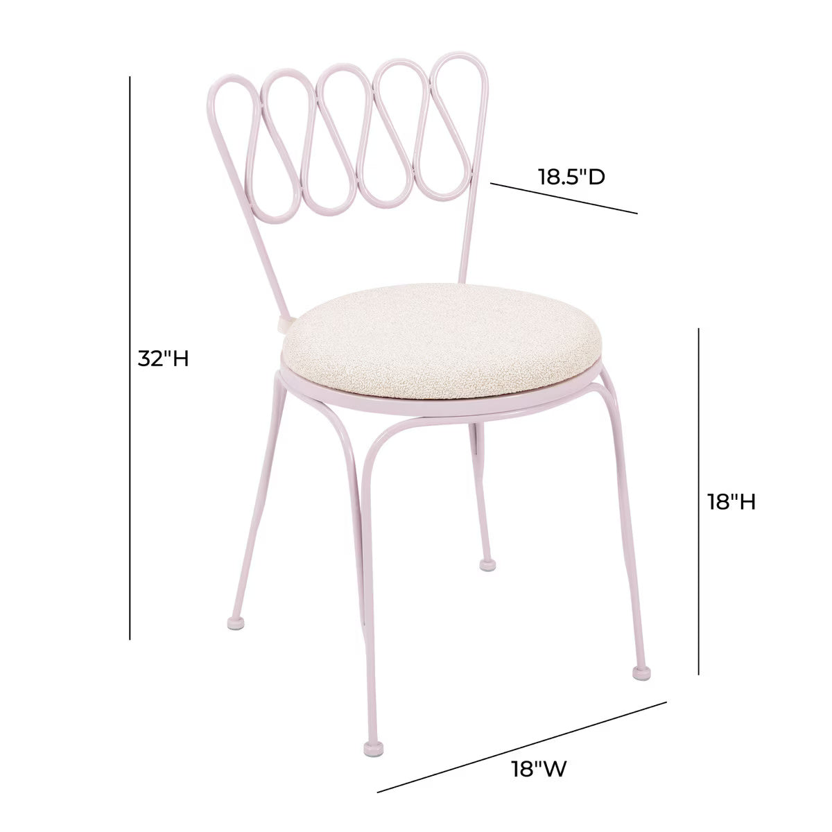 Erica Pink Wrought Iron Outdoor Chair