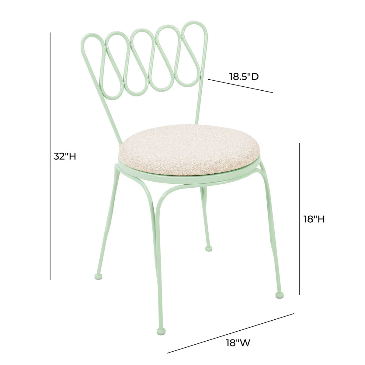 Erica Mint Green Wrought Iron Outdoor Chair