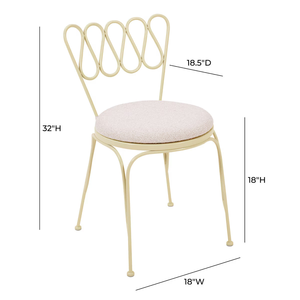 Erica Cream Wrought Iron Outdoor Chair