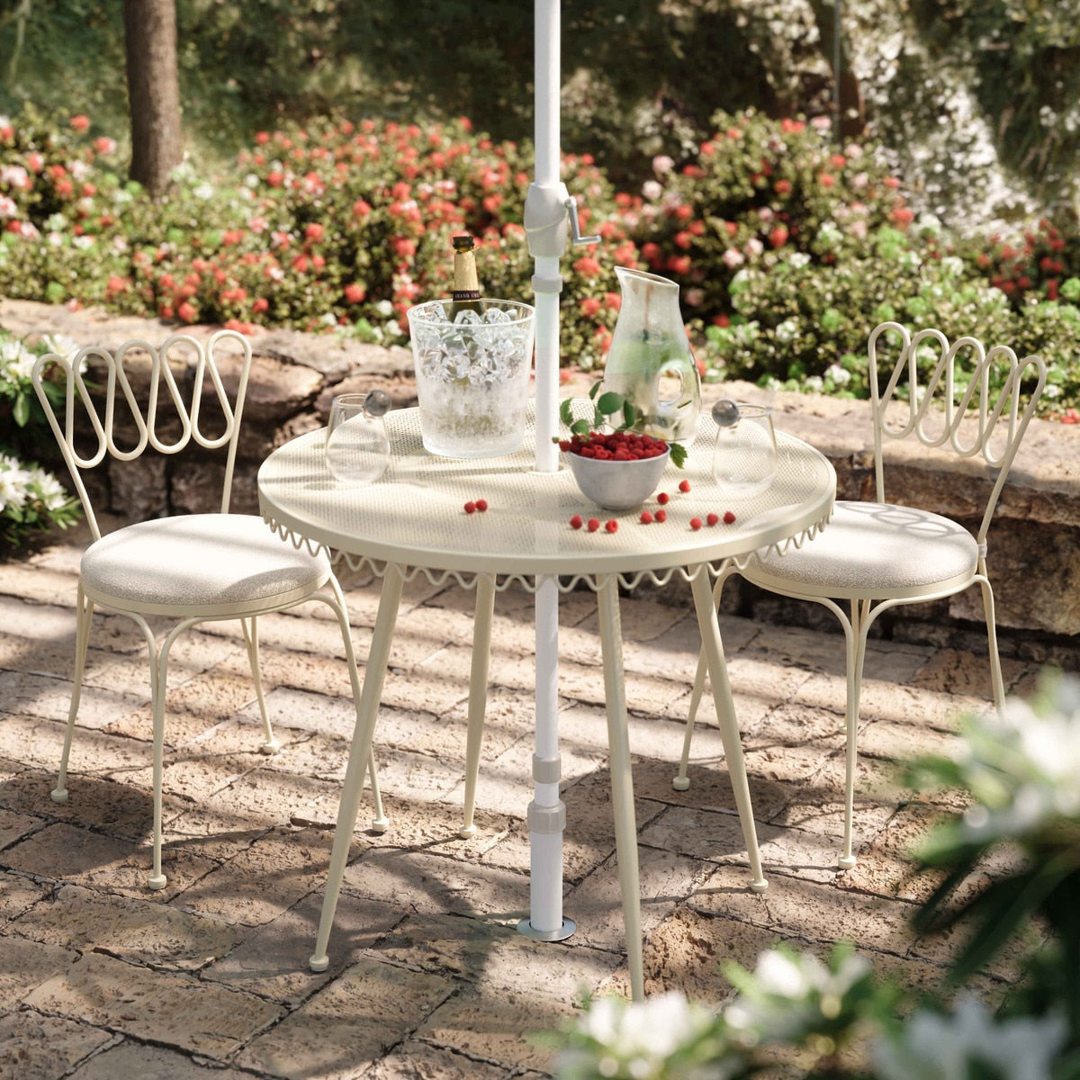 Erica Cream Wrought Iron Outdoor Cafe Table