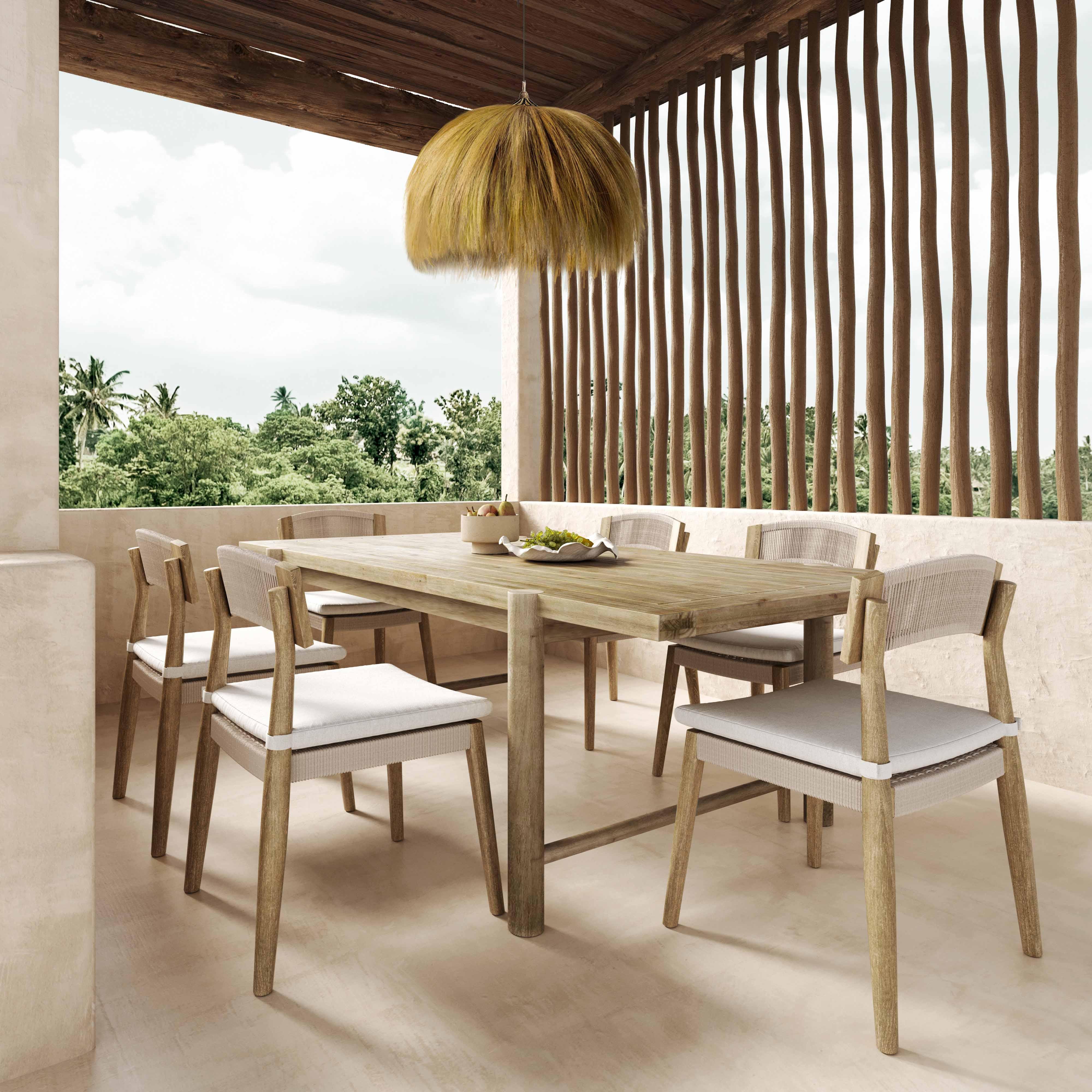 Gata 87" Light Teak Outdoor Rectangular Dining Table
