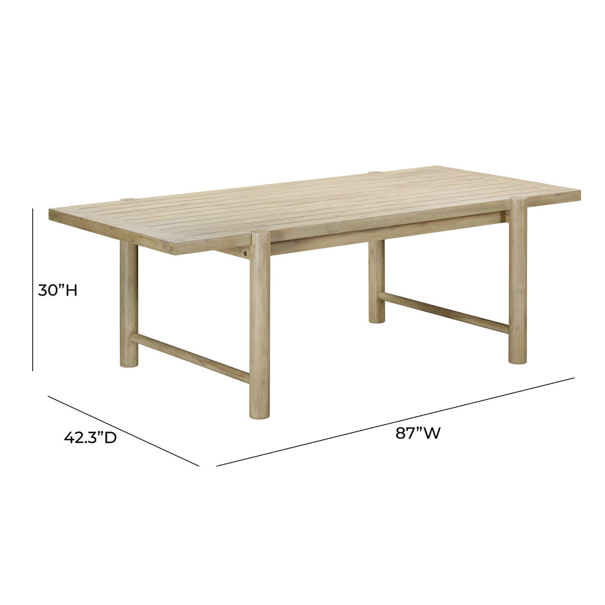 Table à manger rectangulaire d'extérieur en teck clair Gata de 87 po