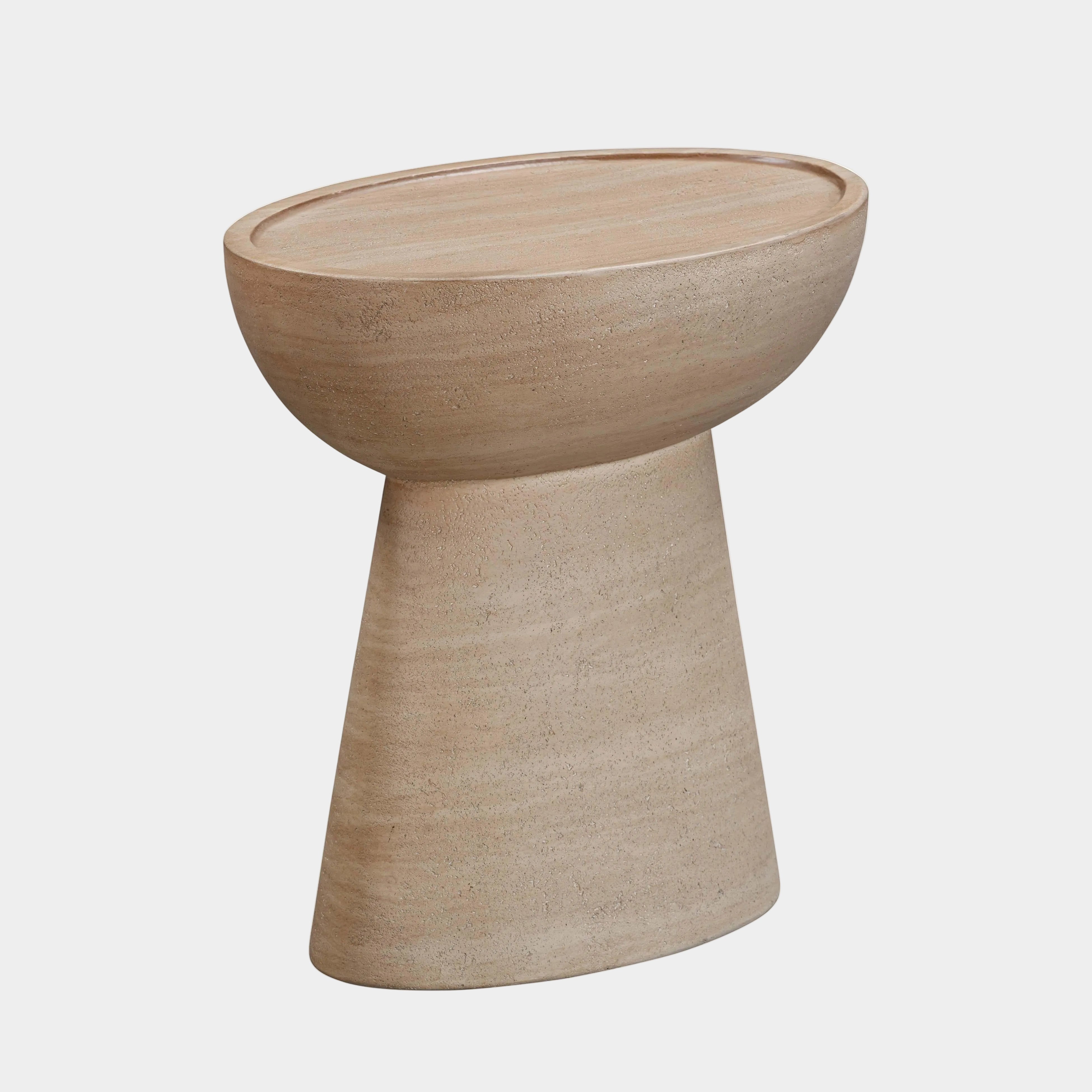 Eclipse Textured Faux Travertine Indoor/Outdoor Side Table