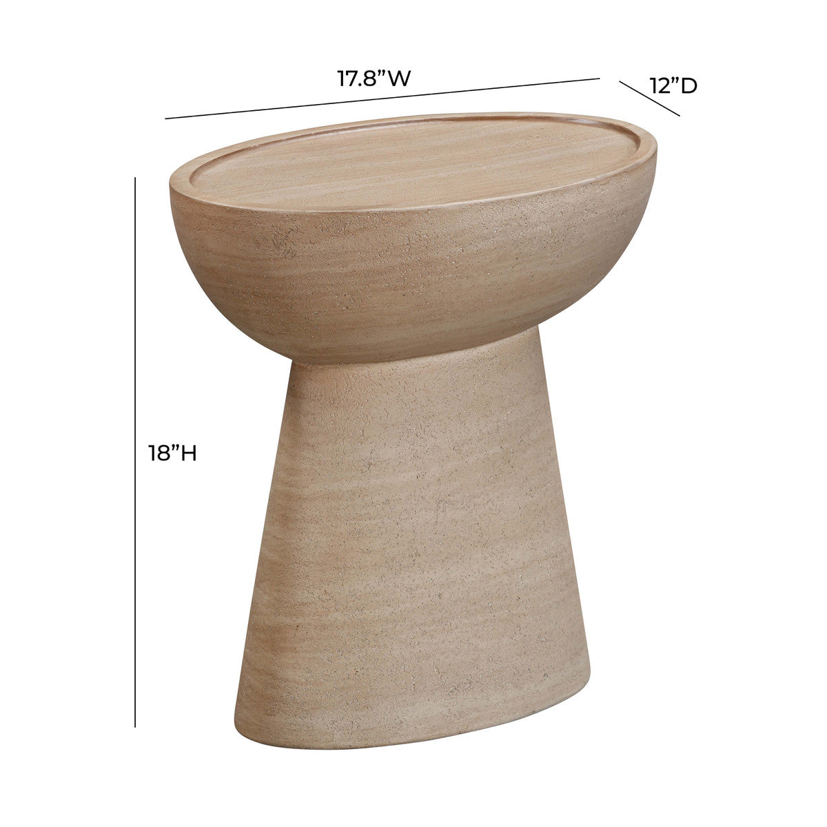 Eclipse Textured Faux Travertine Indoor / Outdoor Side Table