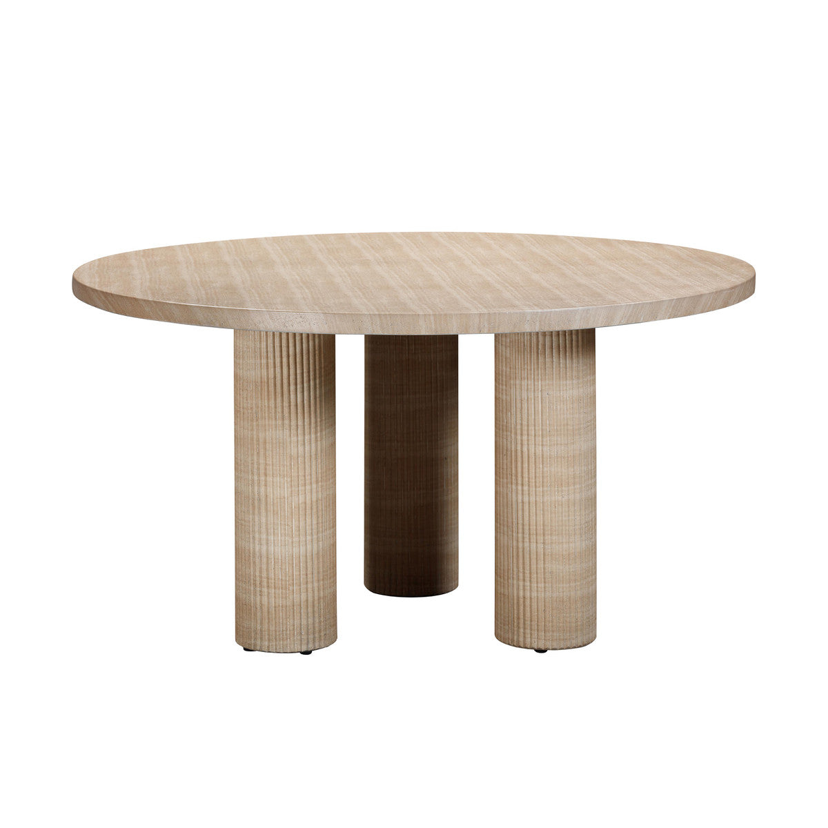 Patti Textured Faux Travertine Indoor / Outdoor 55" Round Dining Table