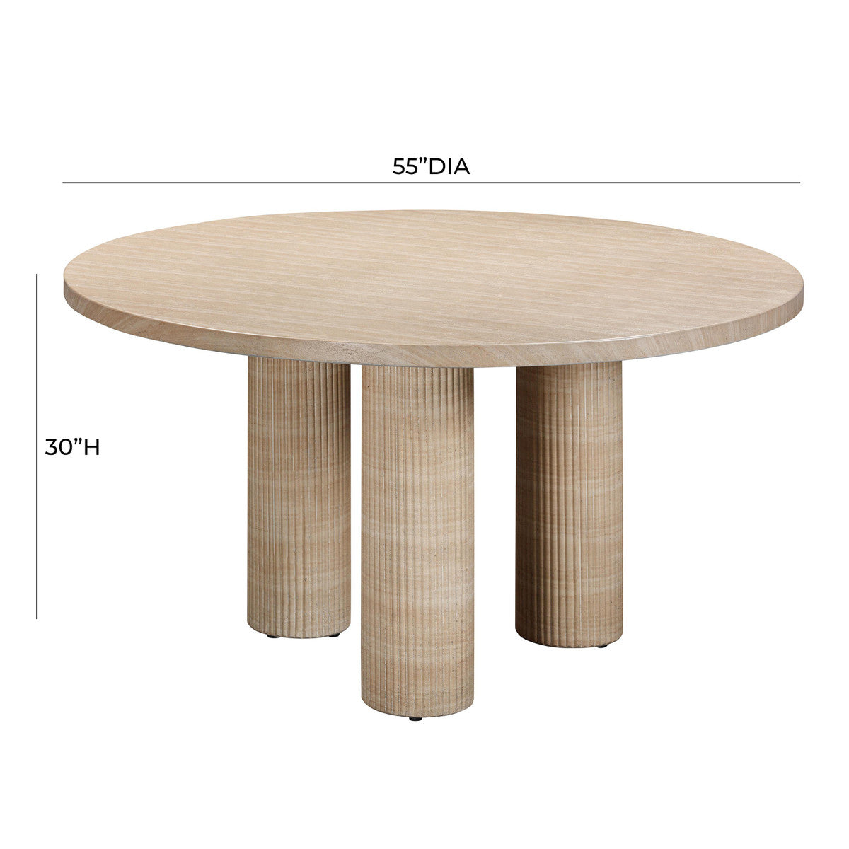 Patti Textured Faux Travertine Indoor / Outdoor 55" Round Dining Table