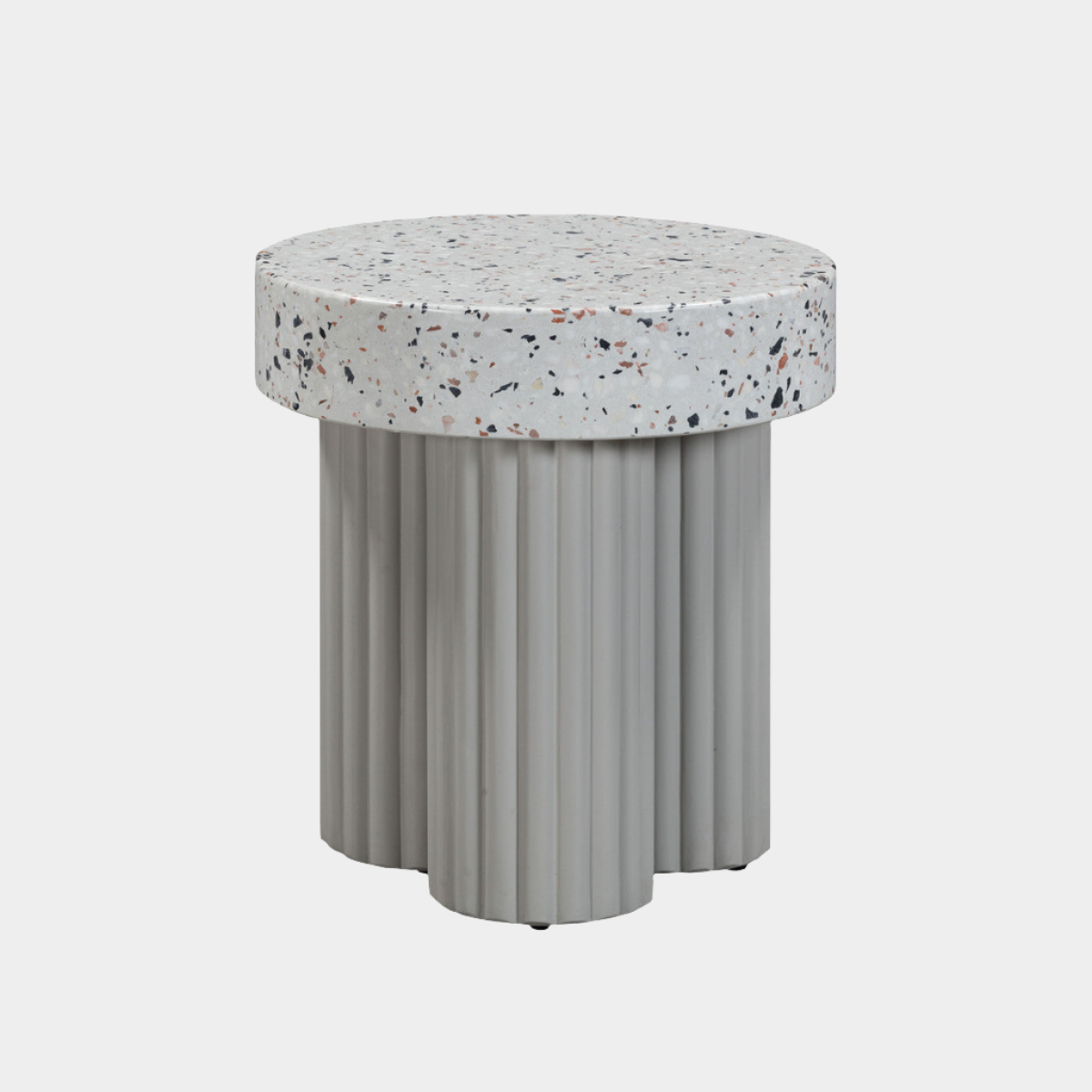 Table d'appoint ronde d'intérieur/extérieur en faux terrazzo Clover 