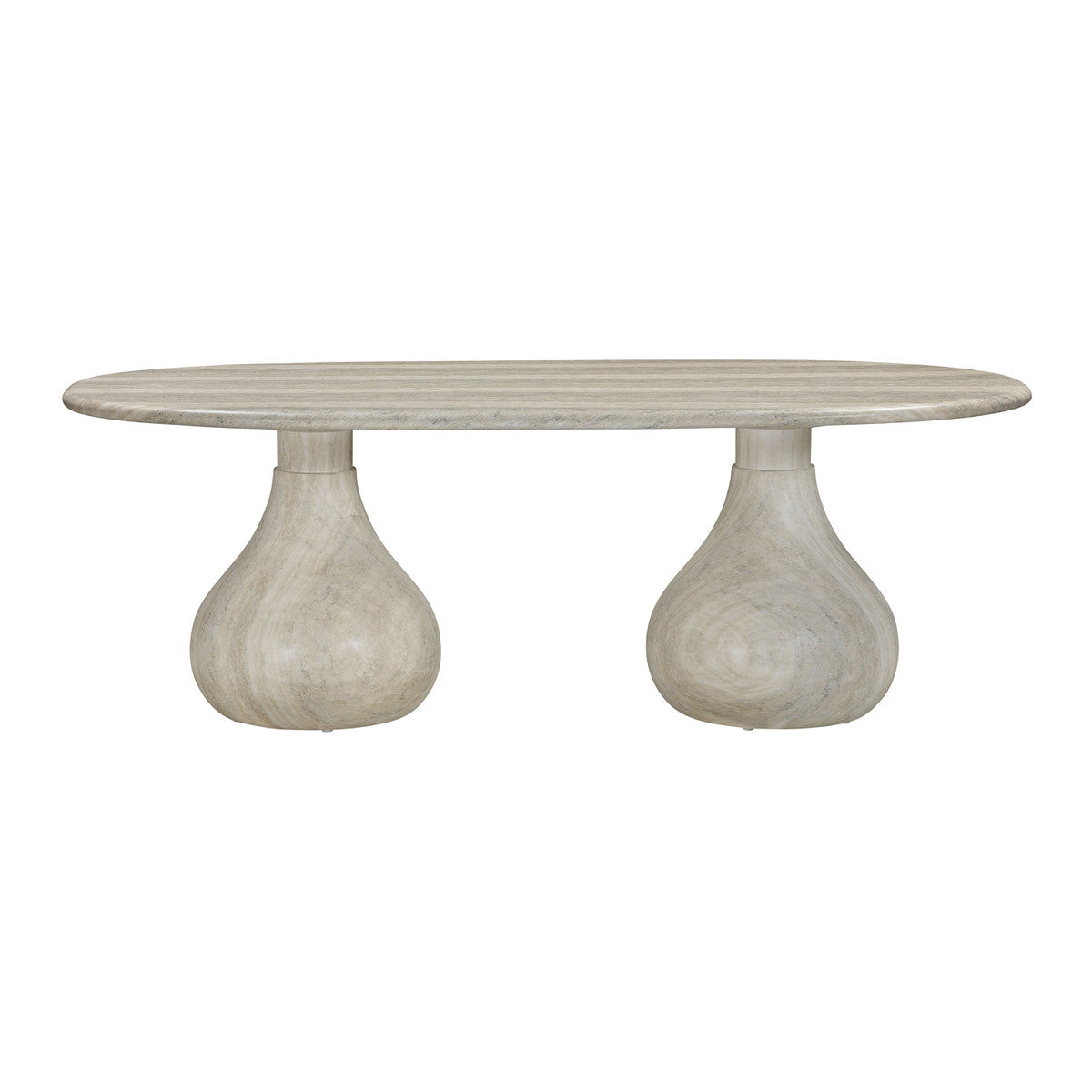 Smooch Faux Travertine Indoor / Outdoor 87" Oval Dining Table