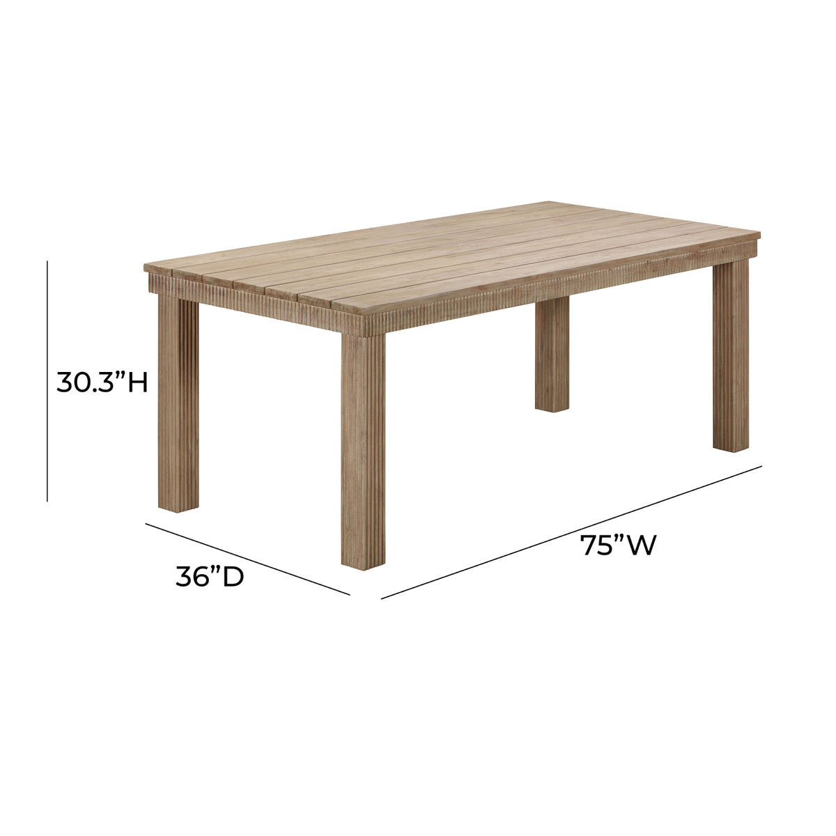 Table à manger rectangulaire d'extérieur Cassie Natural 