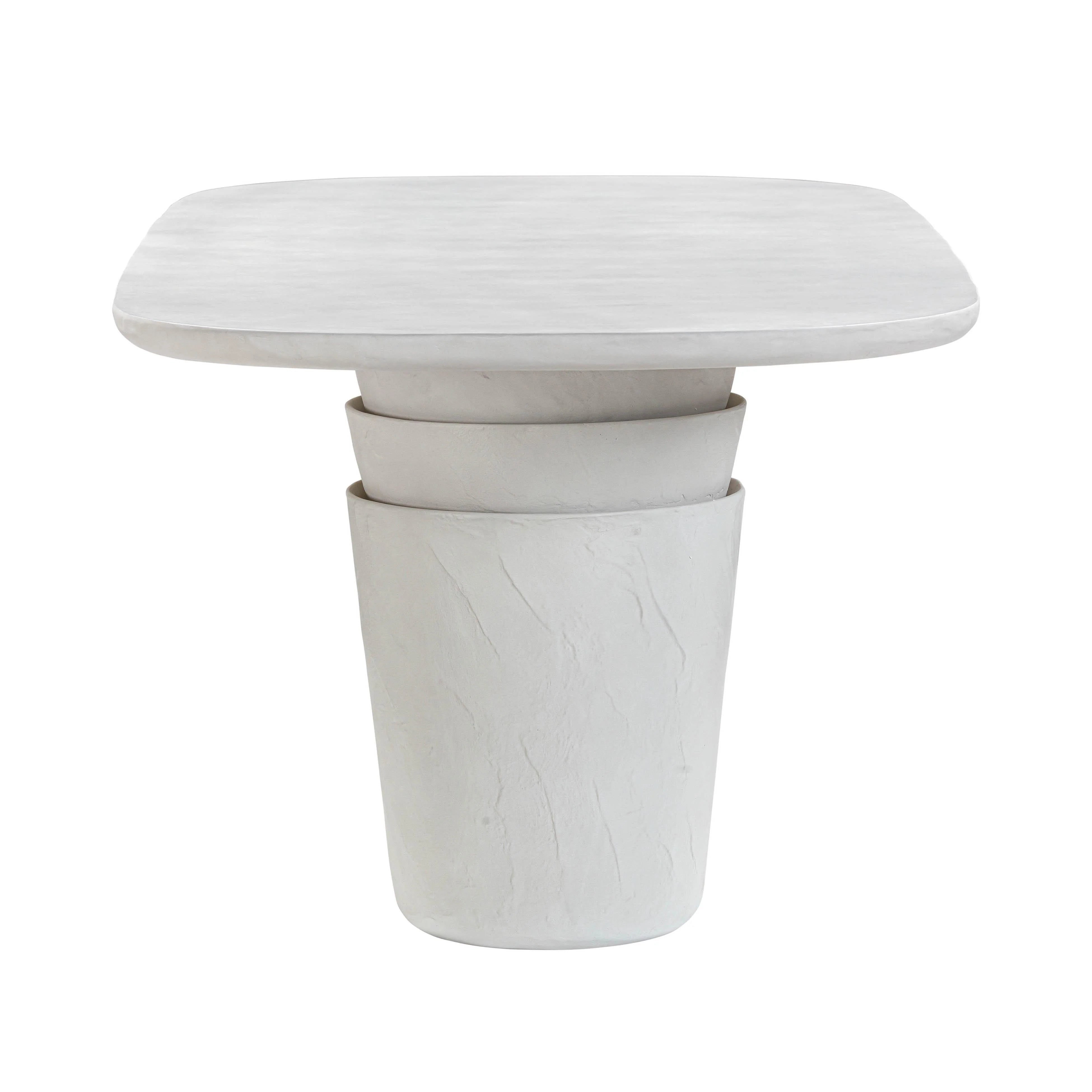 Margot 83" Light Grey Faux Plaster Indoor/Outdoor Concrete Oval Dining Table