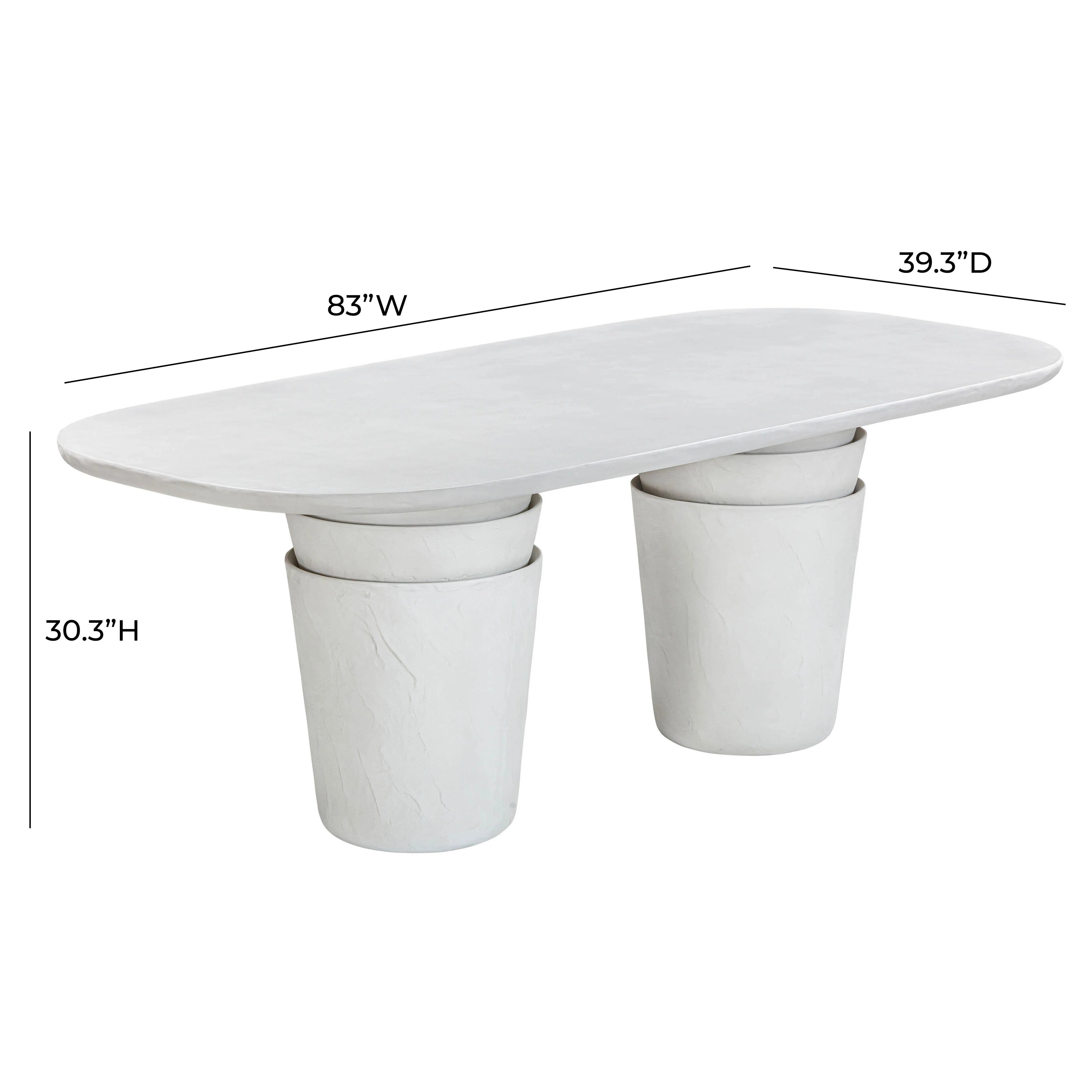 Margot 83" Light Grey Faux Plaster Indoor/Outdoor Concrete Oval Dining Table
