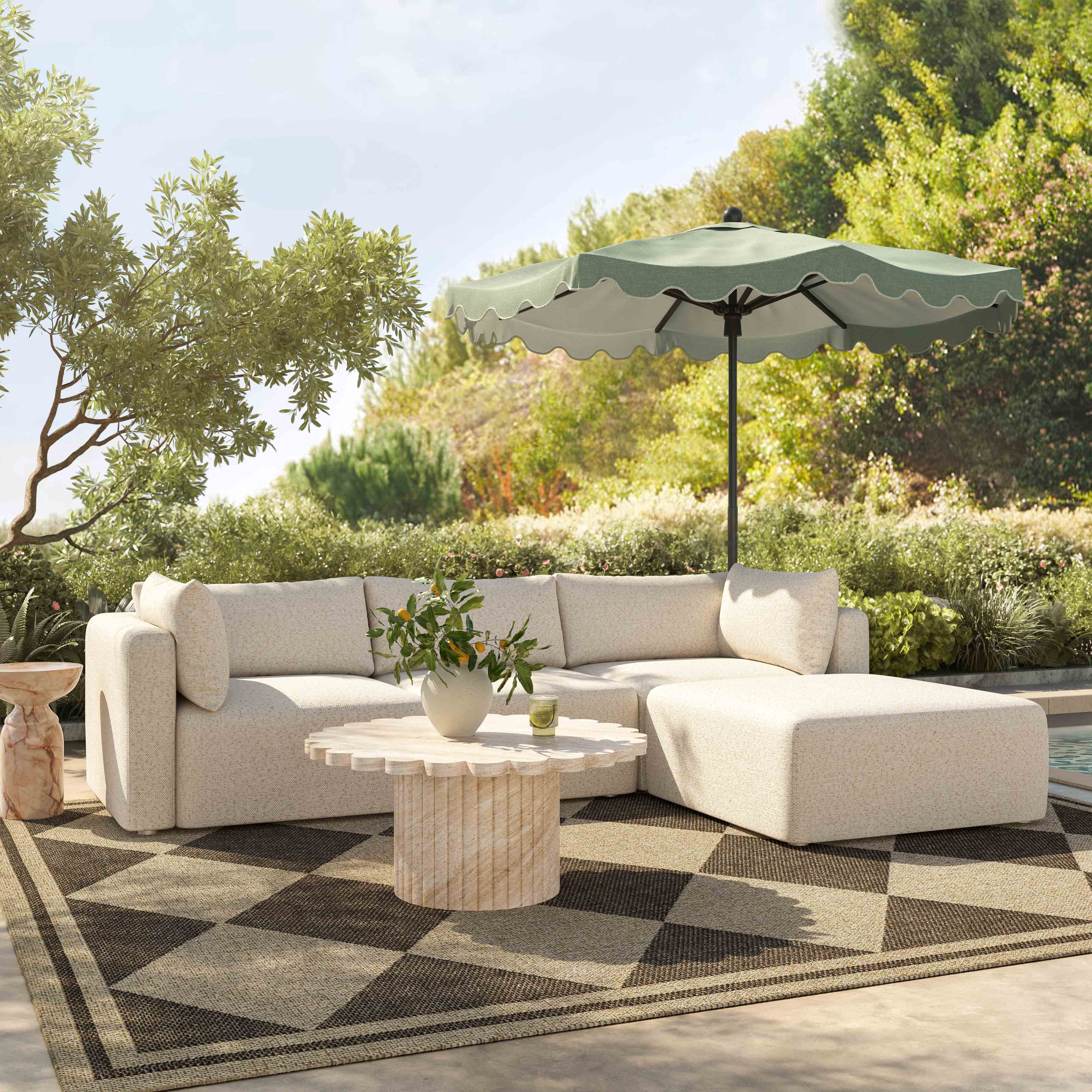Hangover 4-Piece Cream Performance Fabric Outdoor Modular Sectional