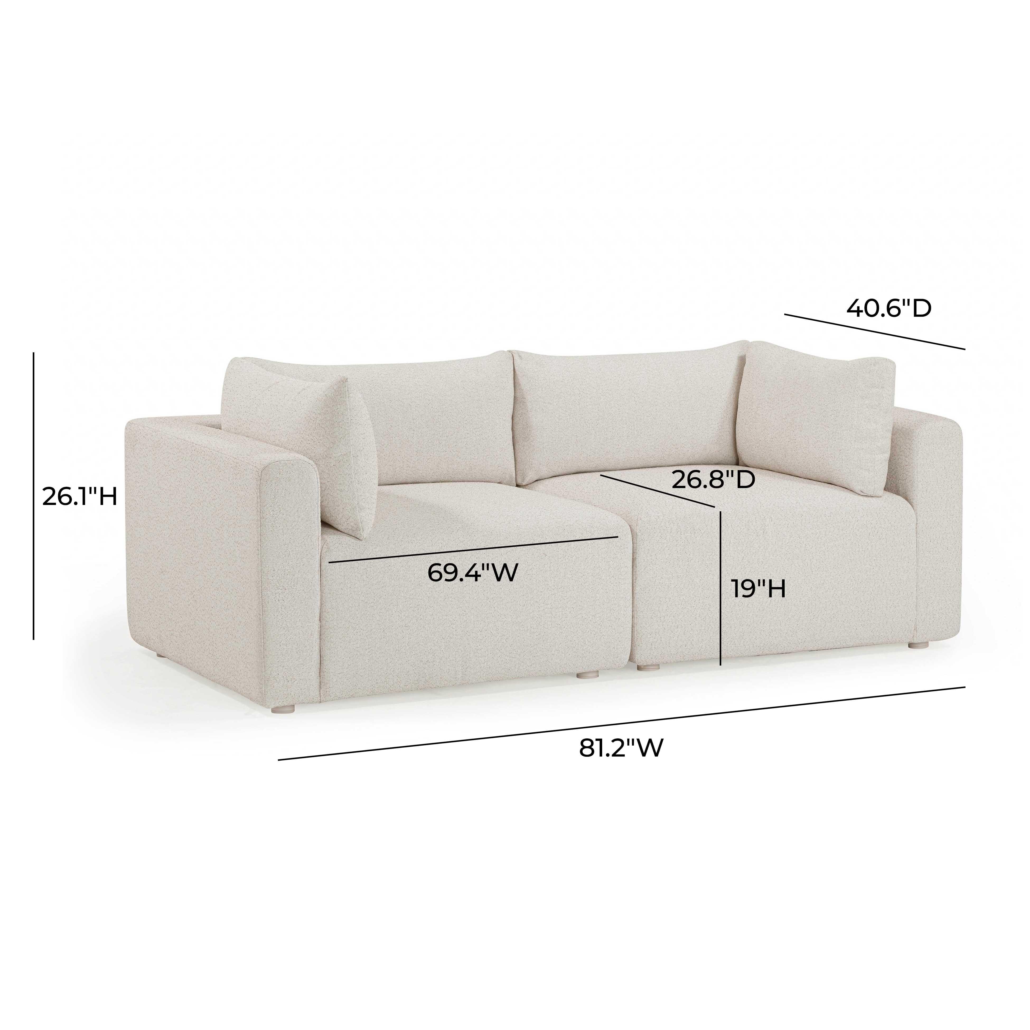 Hangover 81" Cream Performance Fabric Outdoor Modular Loveseat