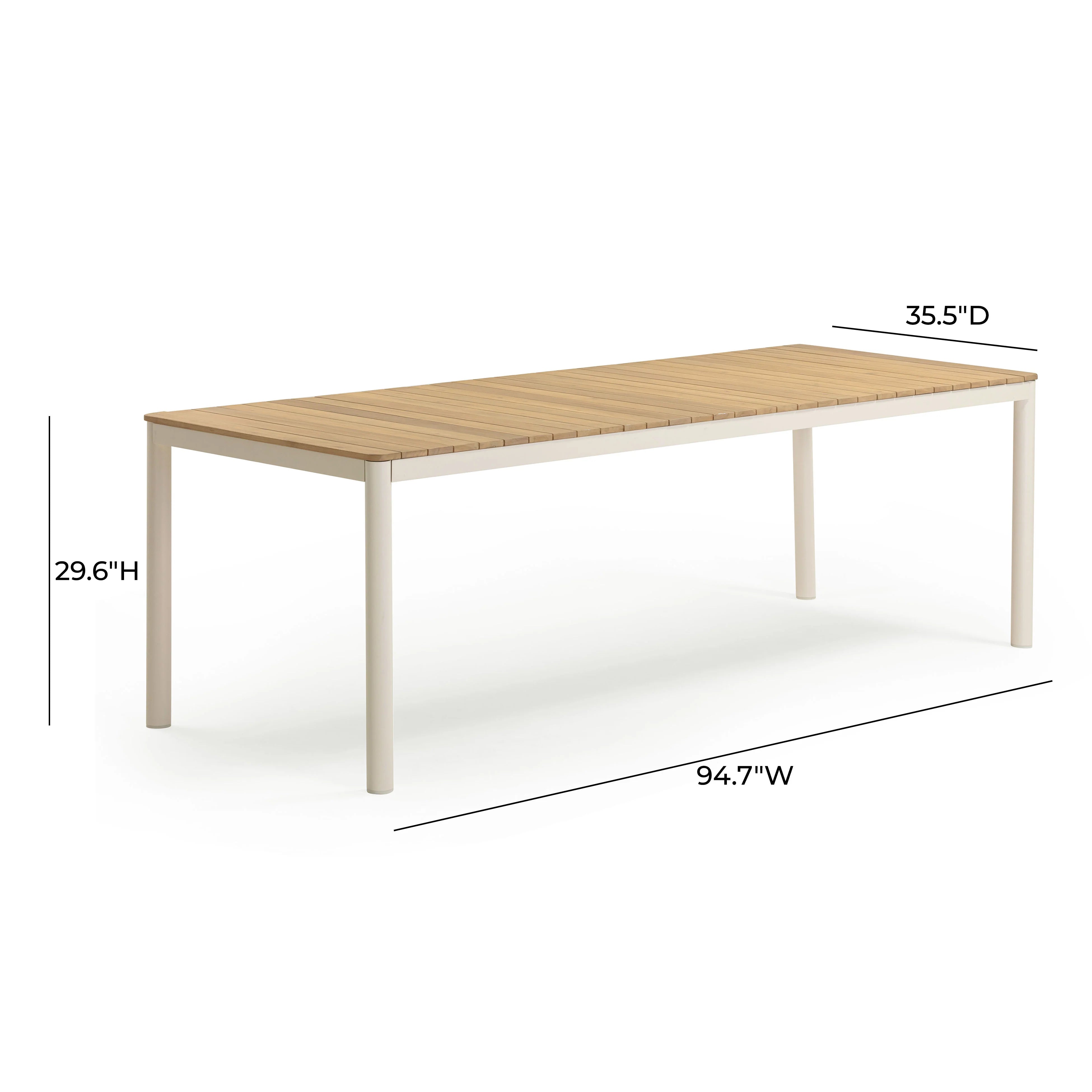 Sardinia 95" Light Teak Outdoor Rectangular Dining Table