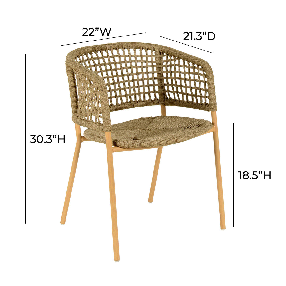 Chaise de salle à manger d'extérieur en finition chêne Niel 