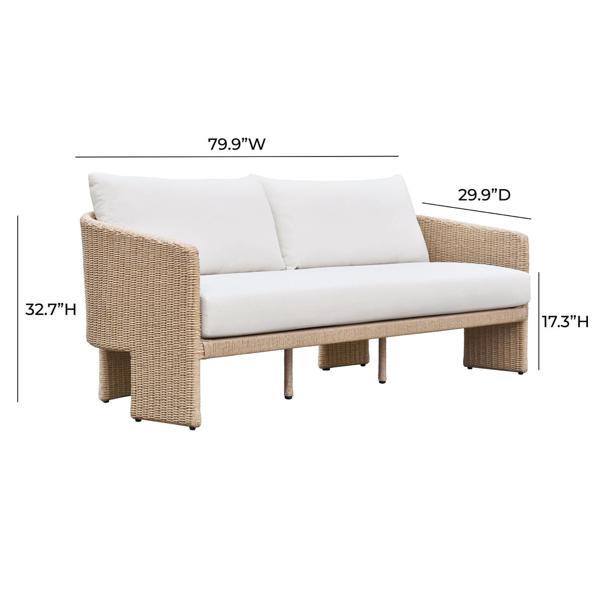 Alexa Cream Performance Fabric Outdoor Sofa