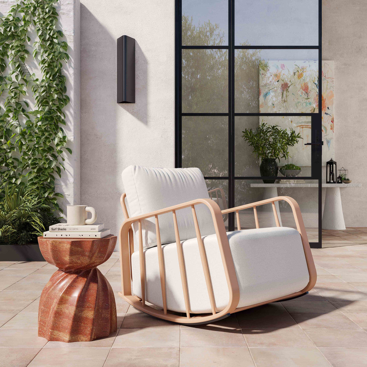 Violette Terracotta and Cream Outdoor Rocking Chair