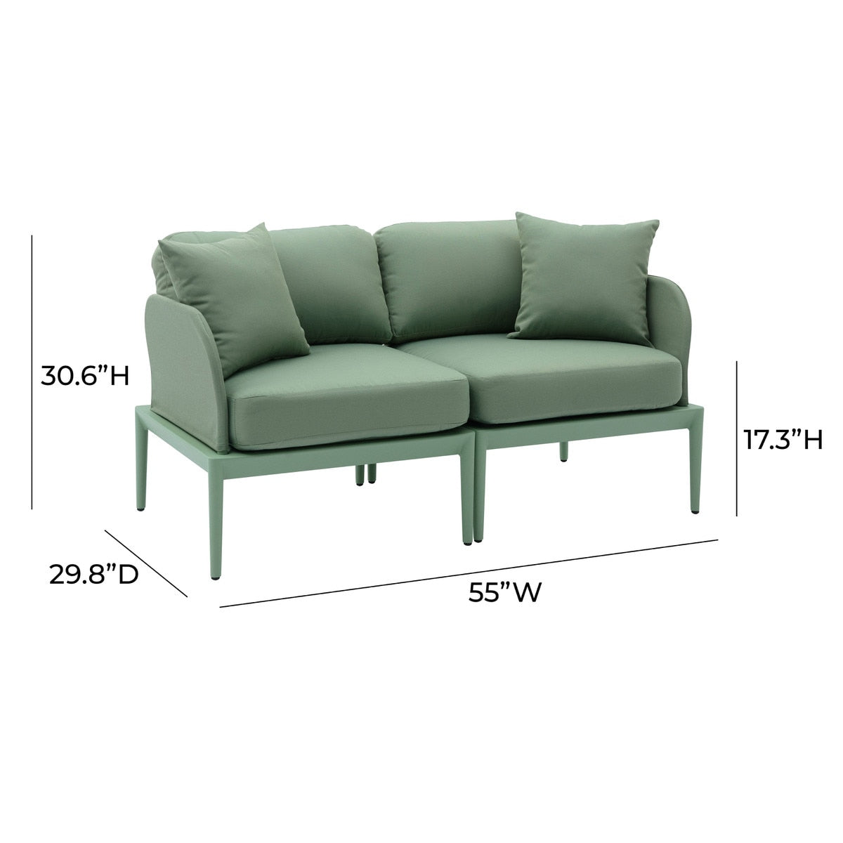 Kapri Moss Green Modular Outdoor Loveseat