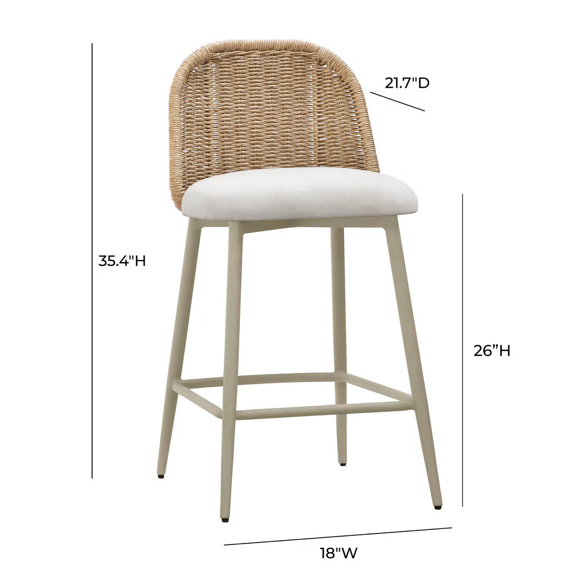 Alexa Cream Performance Fabric Outdoor Counter Stool