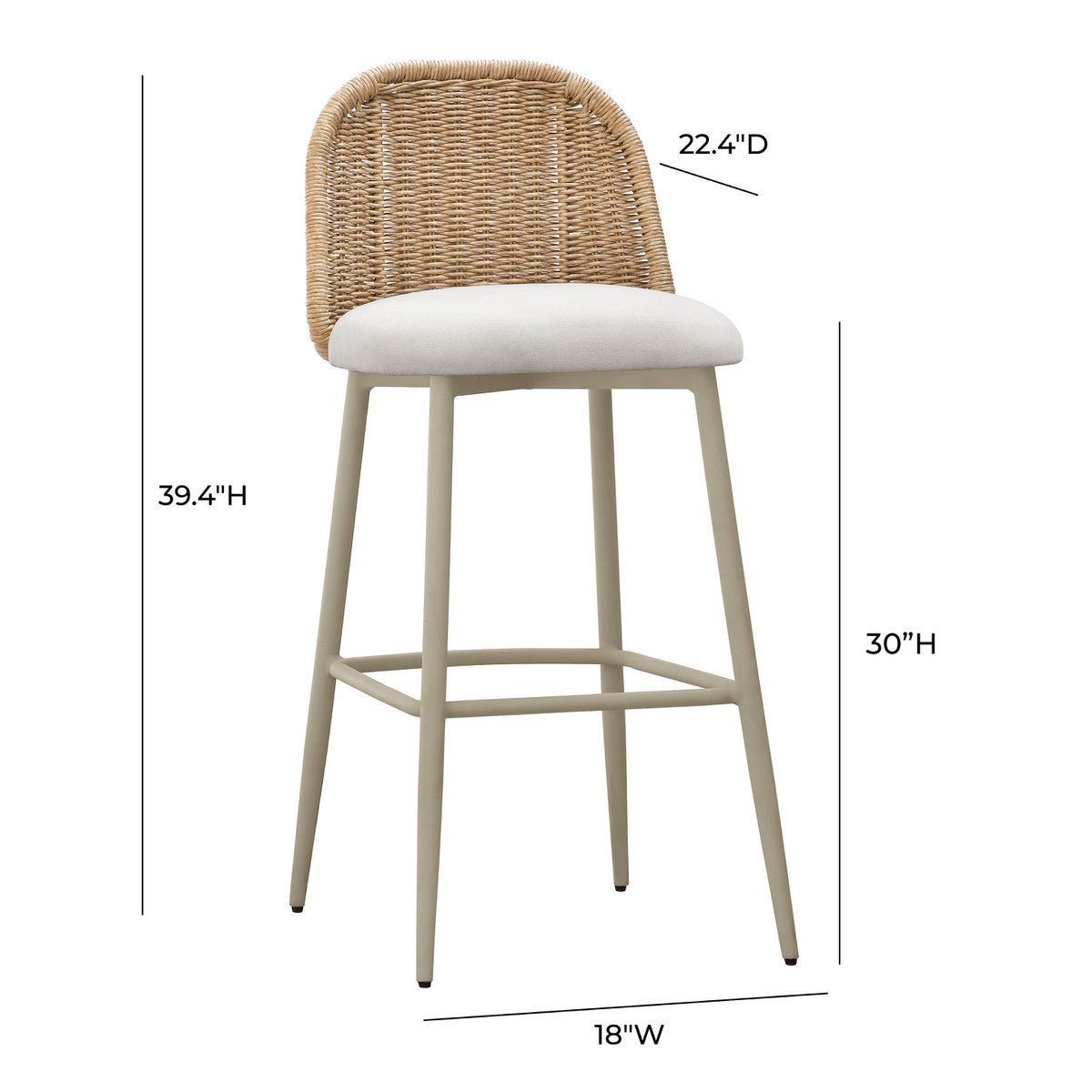 Alexa Cream Performance Fabric Outdoor Stool