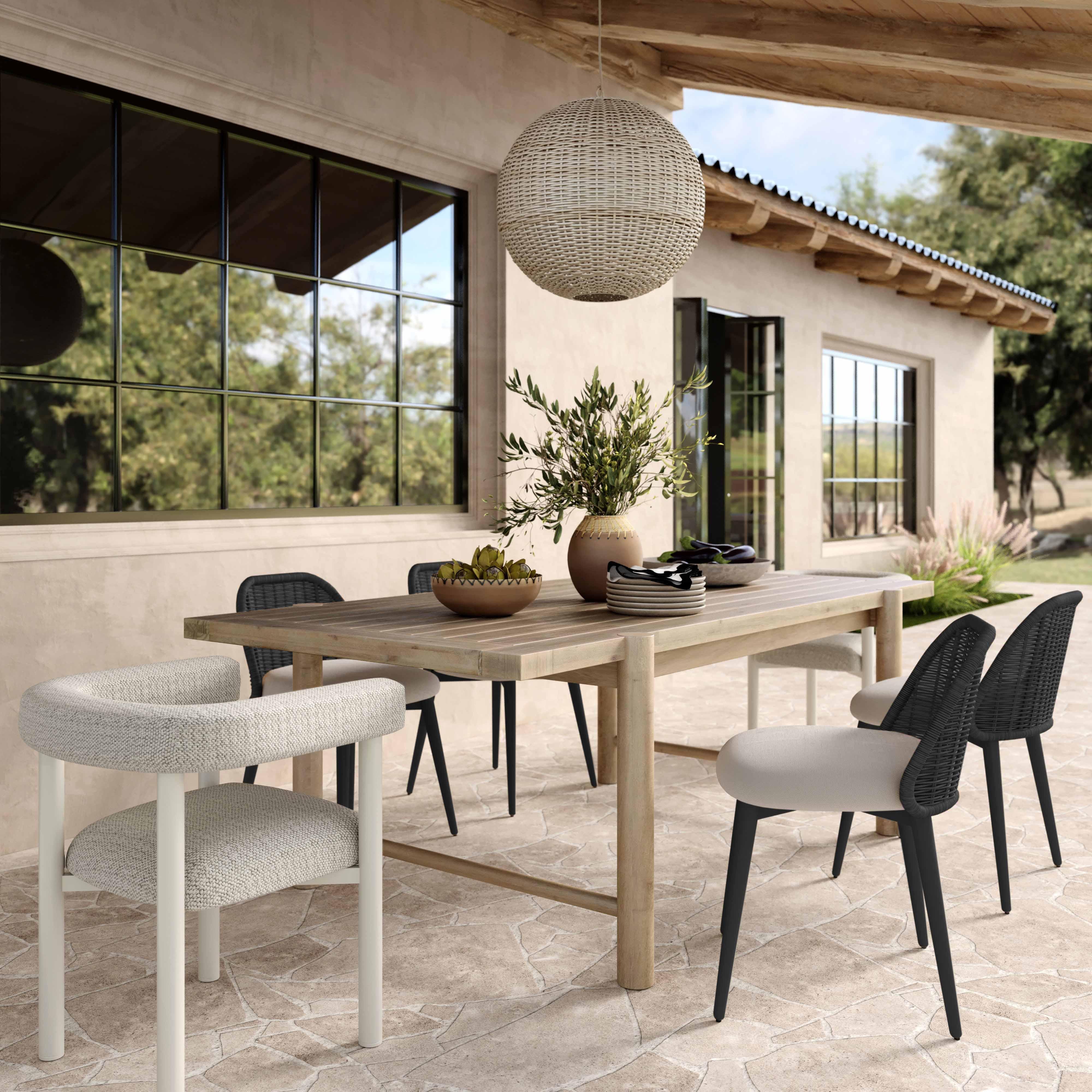 Chaise de salle à manger d'extérieur en tissu performant Alexa Cream 