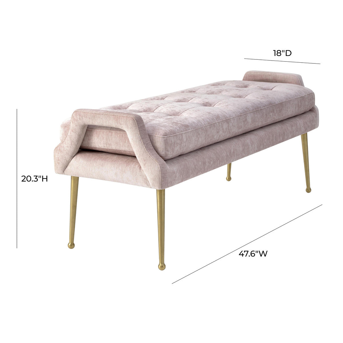 Eileen Blush Slub Velvet Bench