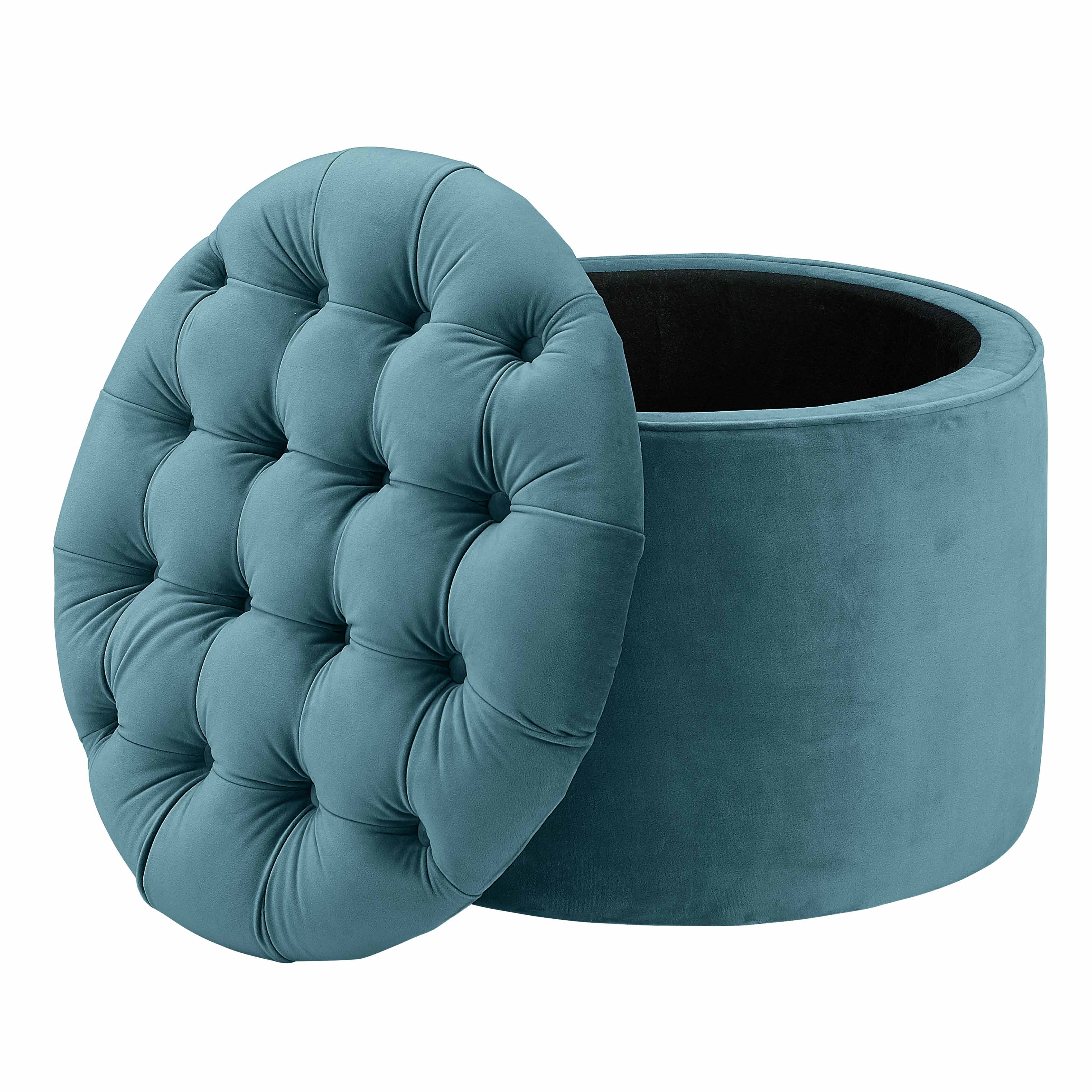 Queen Performance Velvet Round Storage Ottoman