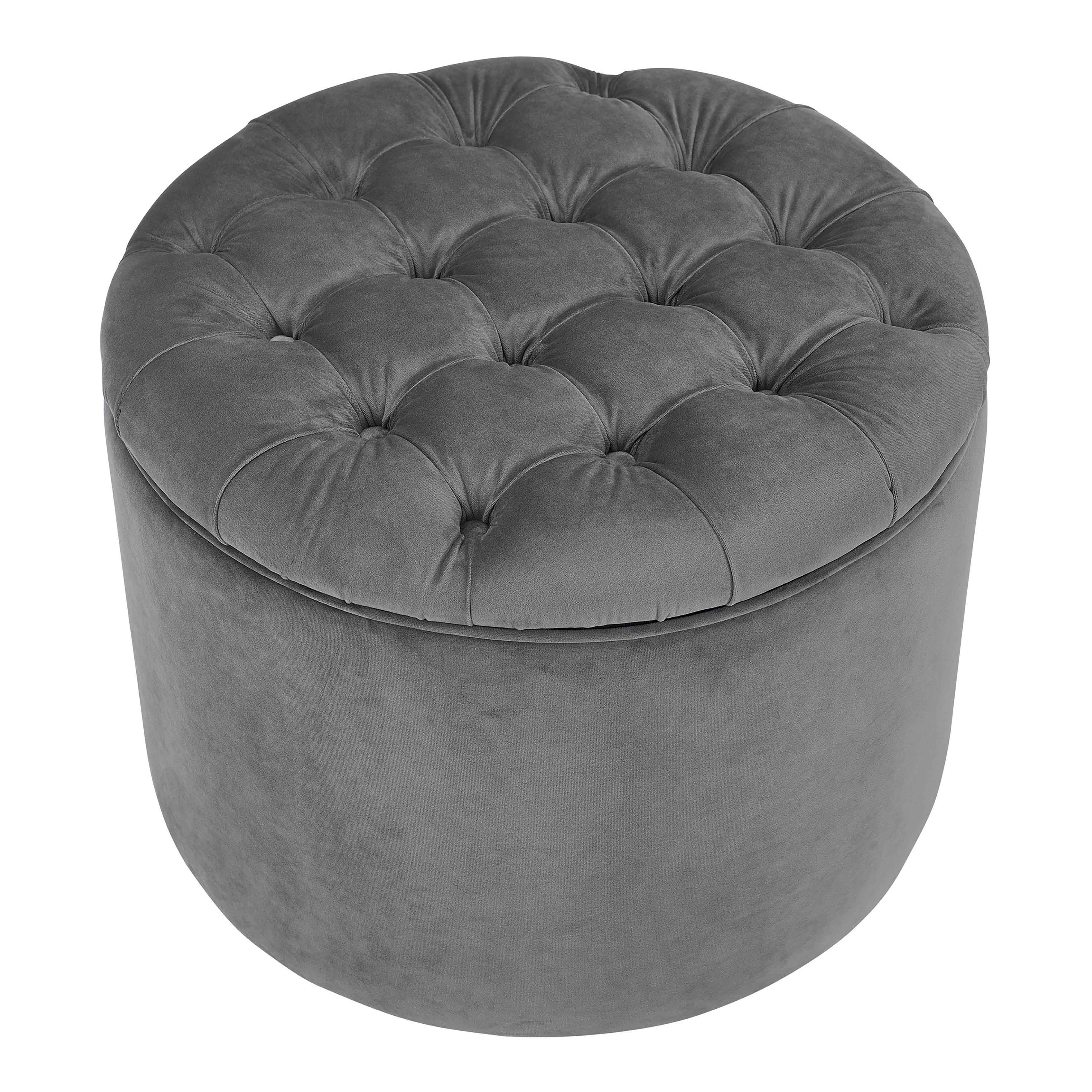 Queen Performance Velvet Round Storage Ottoman