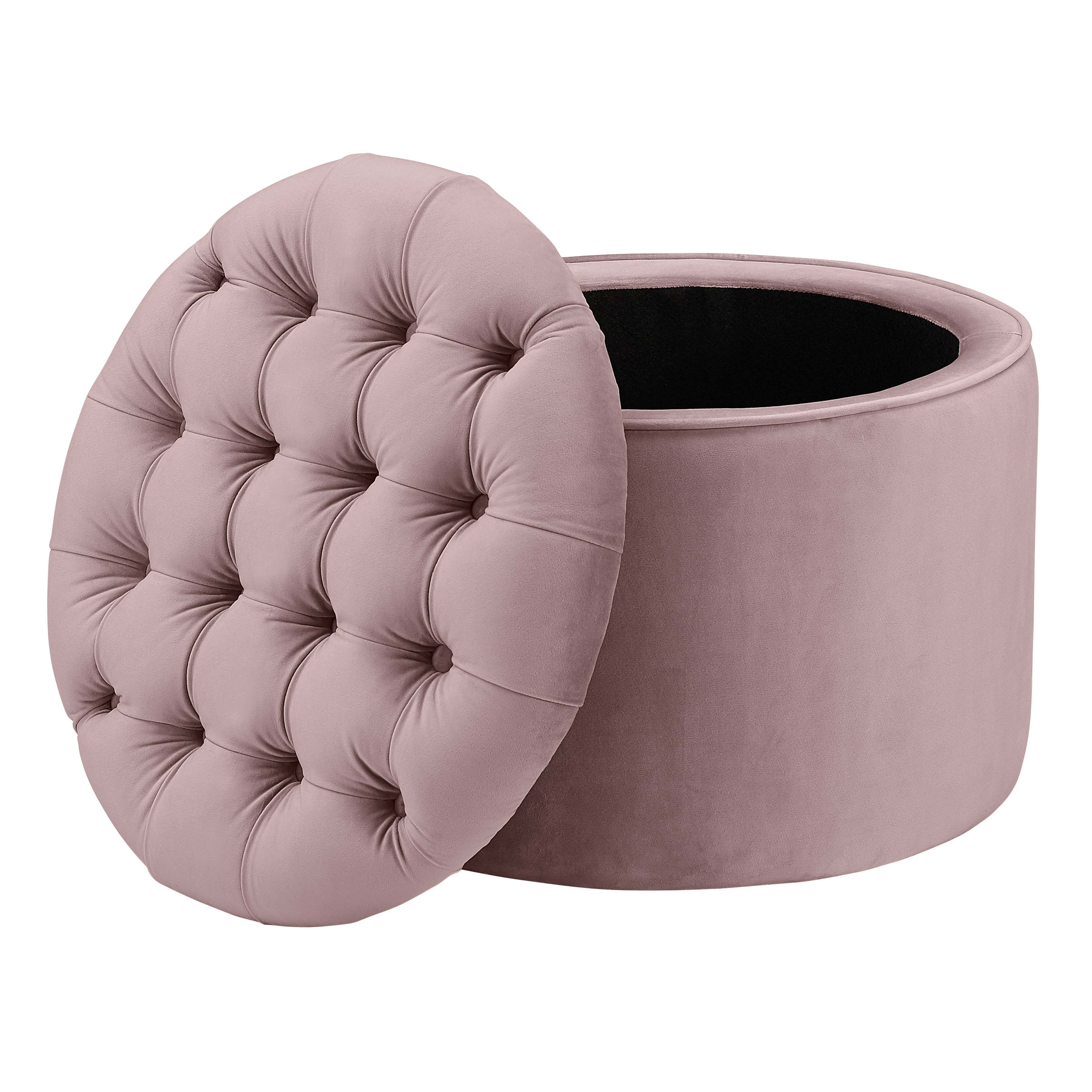 Queen Performance Velvet Round Storage Ottoman