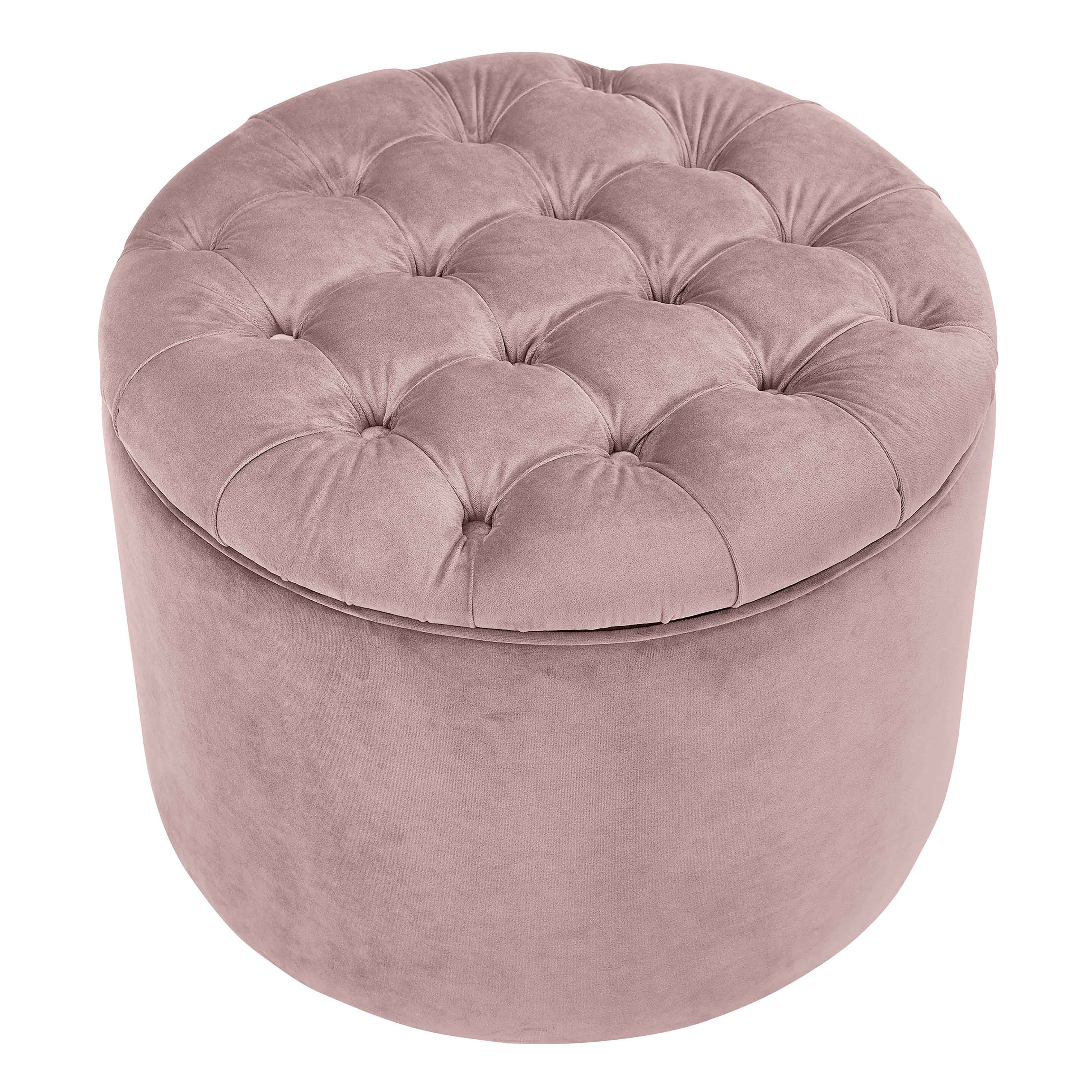Queen Performance Velvet Round Storage Ottoman