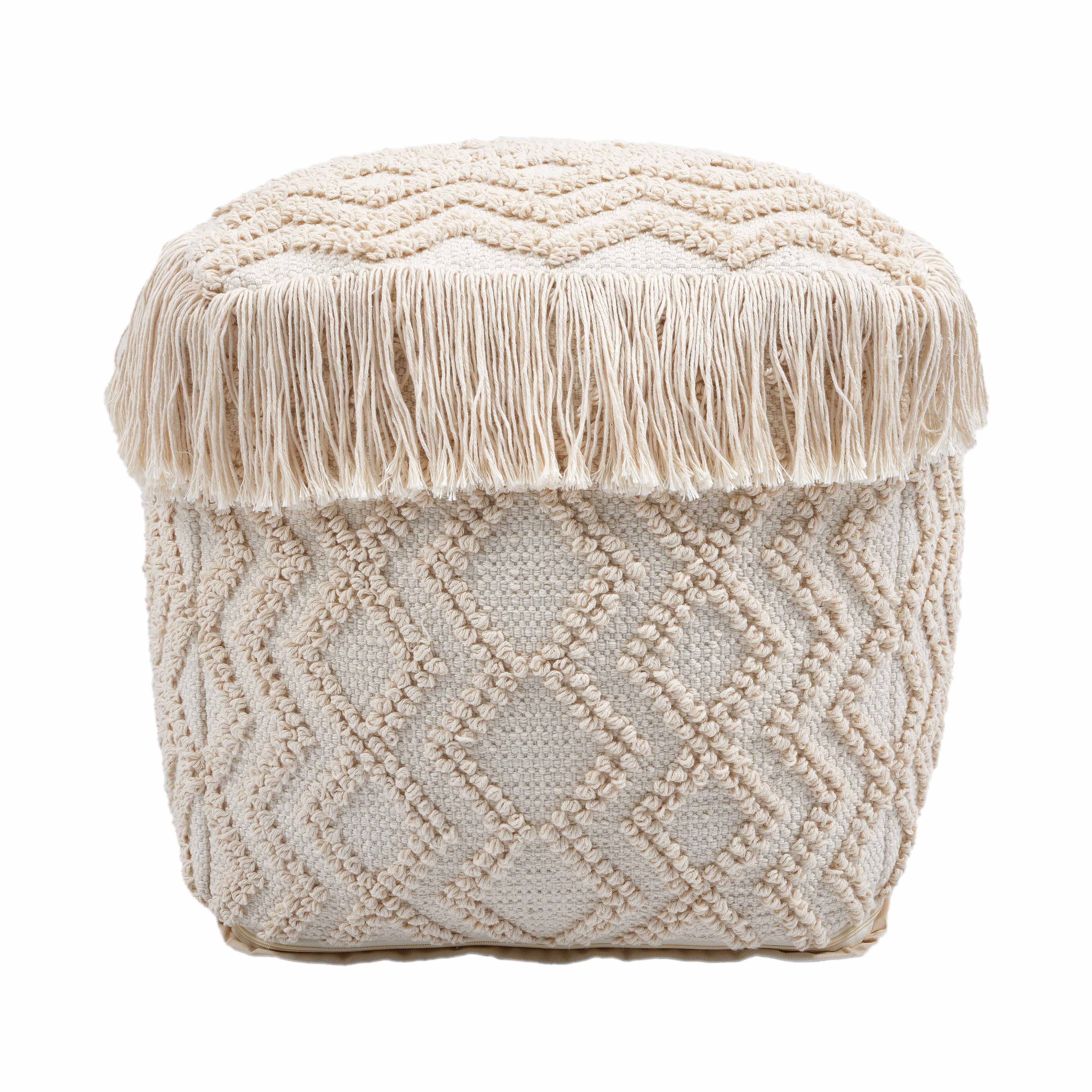 Inca Cream Cotton Pouf